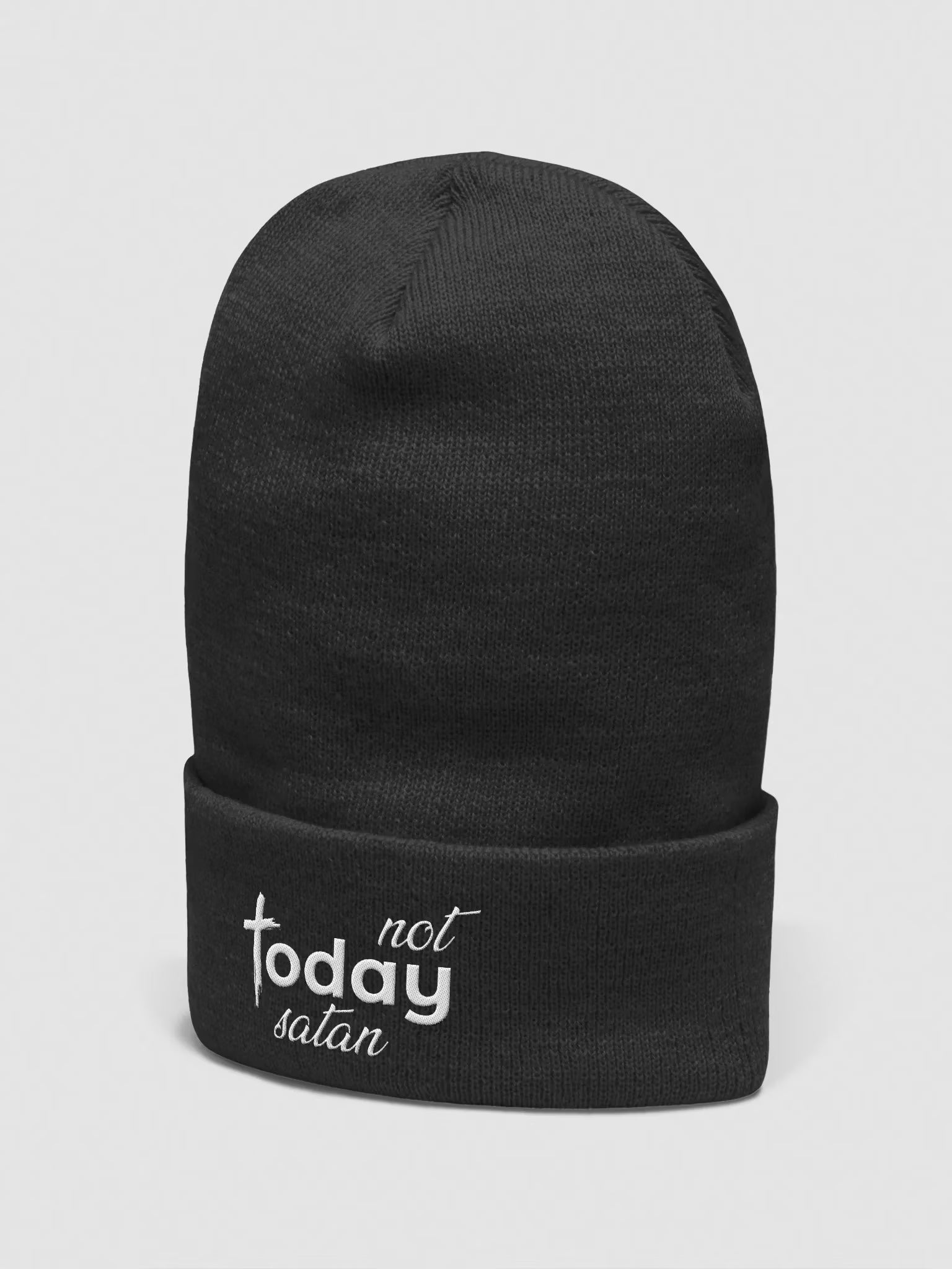 Not Today Satan Embroidered Cuffed Beanie