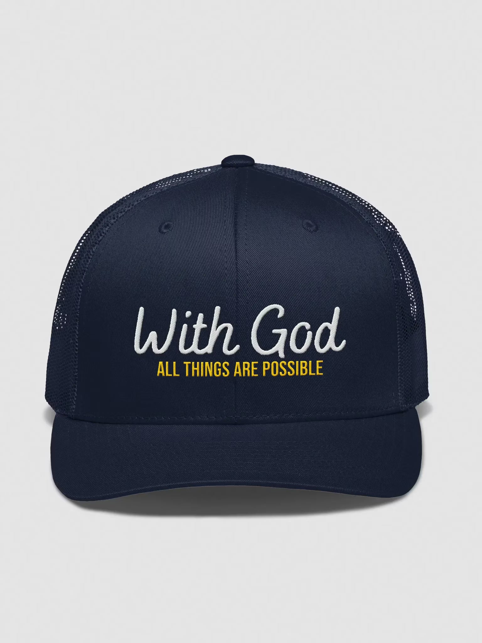 With God All things are possible Embroidered Trucker Hat