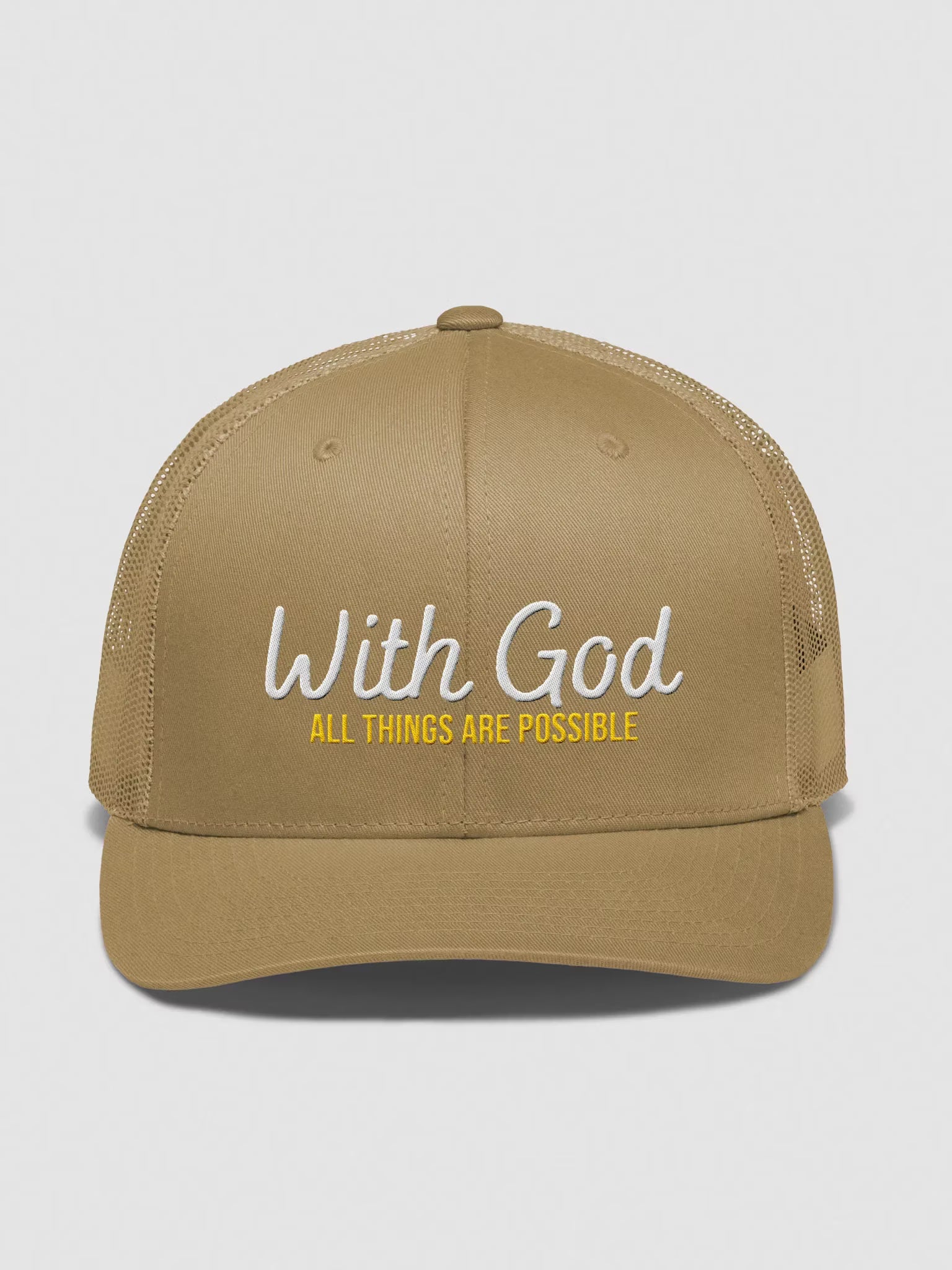 With God All things are possible Embroidered Trucker Hat