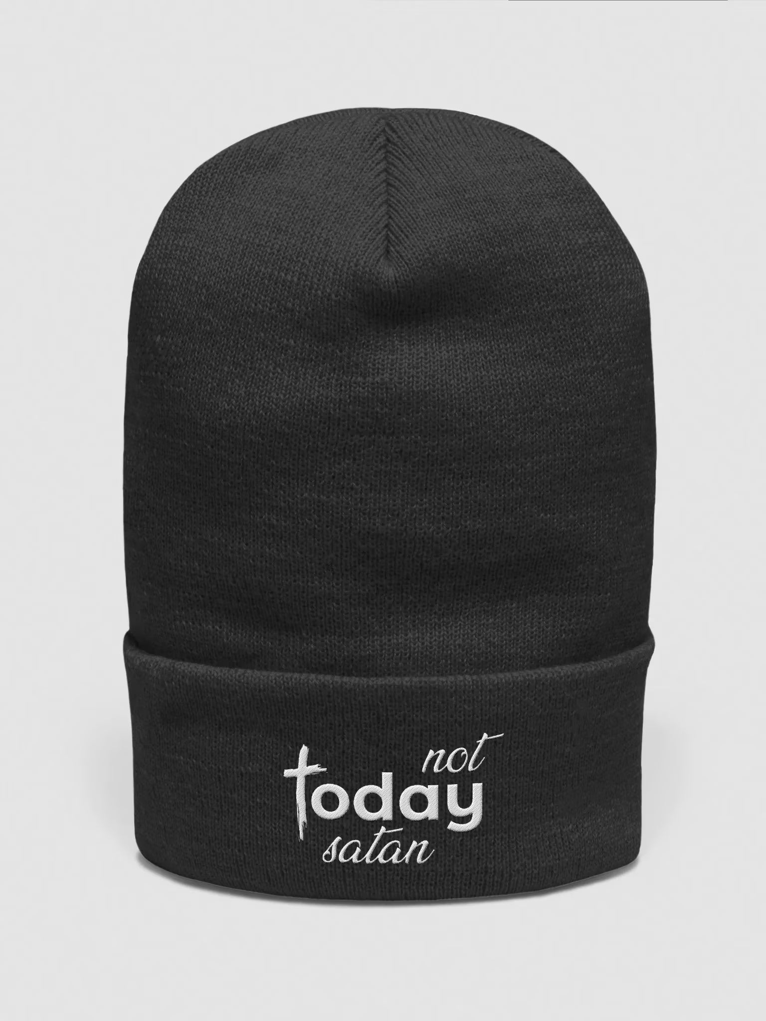 Not Today Satan Embroidered Cuffed Beanie