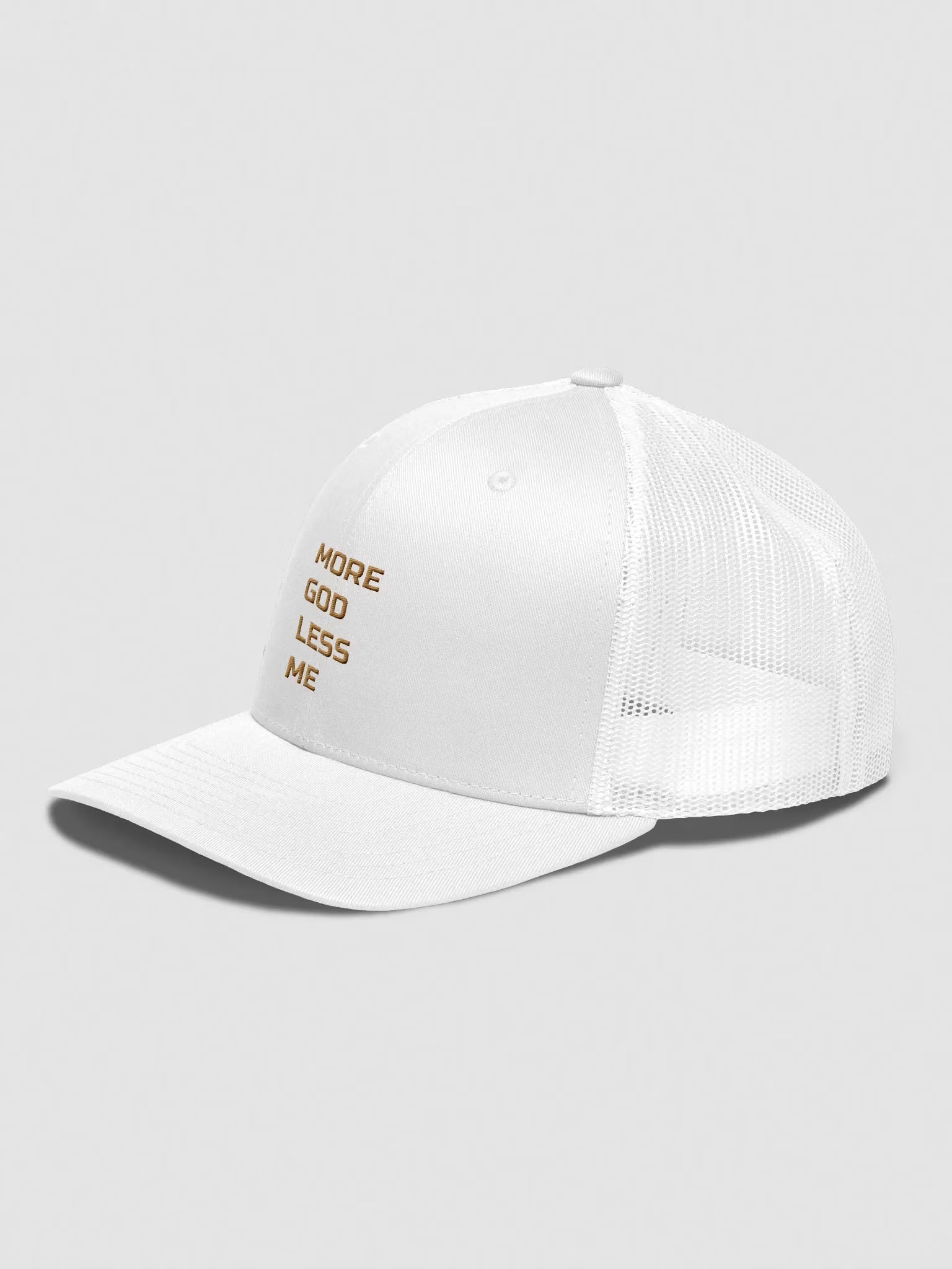 More God Less Me Embroidered Trucker Hat