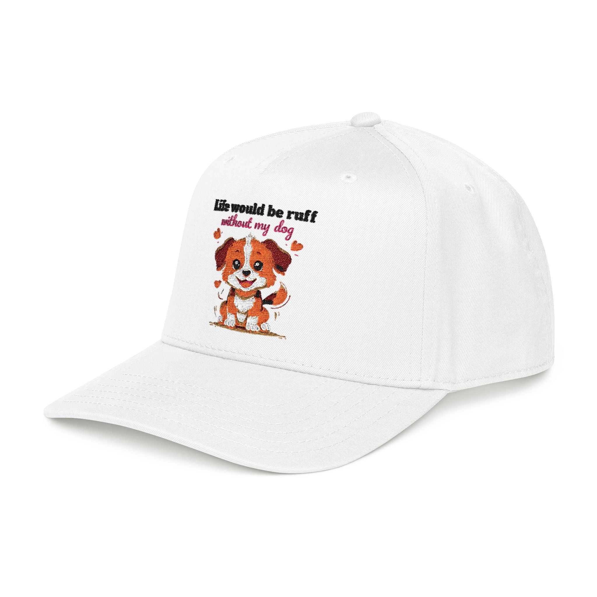Life Would Be Ruff Puppy Embroidered Baseball Cap