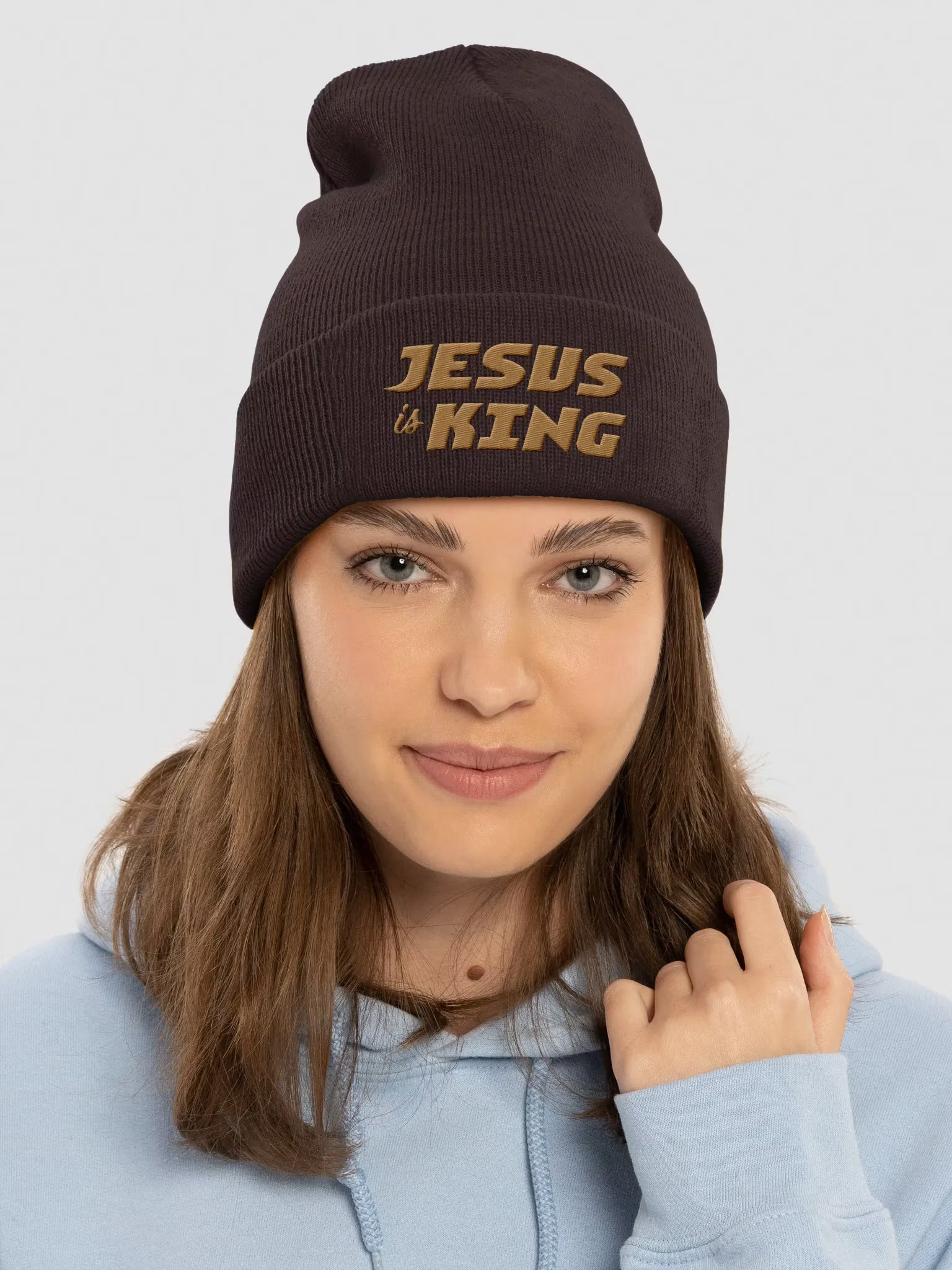 Jesus is King Cuffed Embroidered Beanie