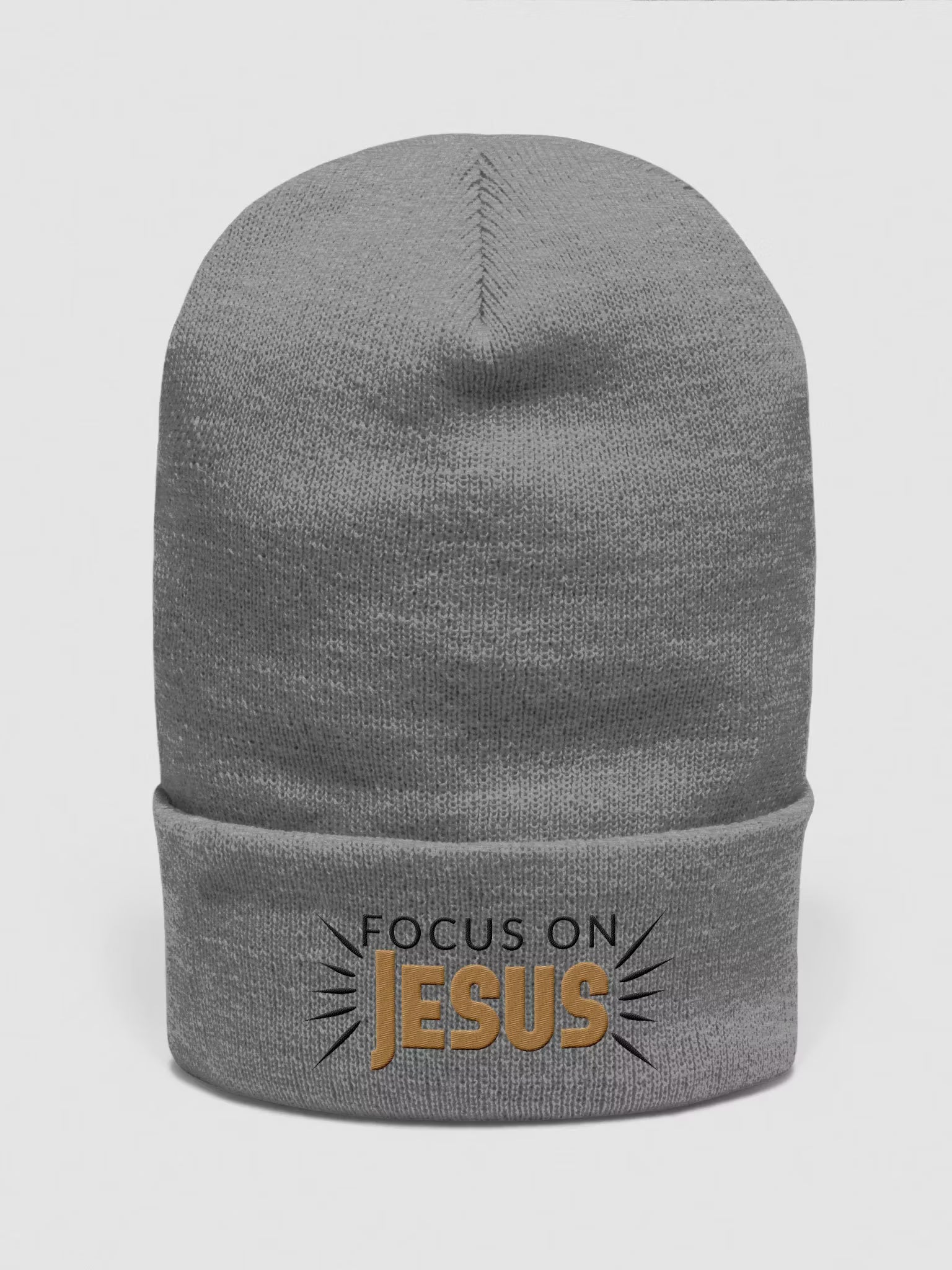 Focus on Jesus Embroidered Cuffed Beanie