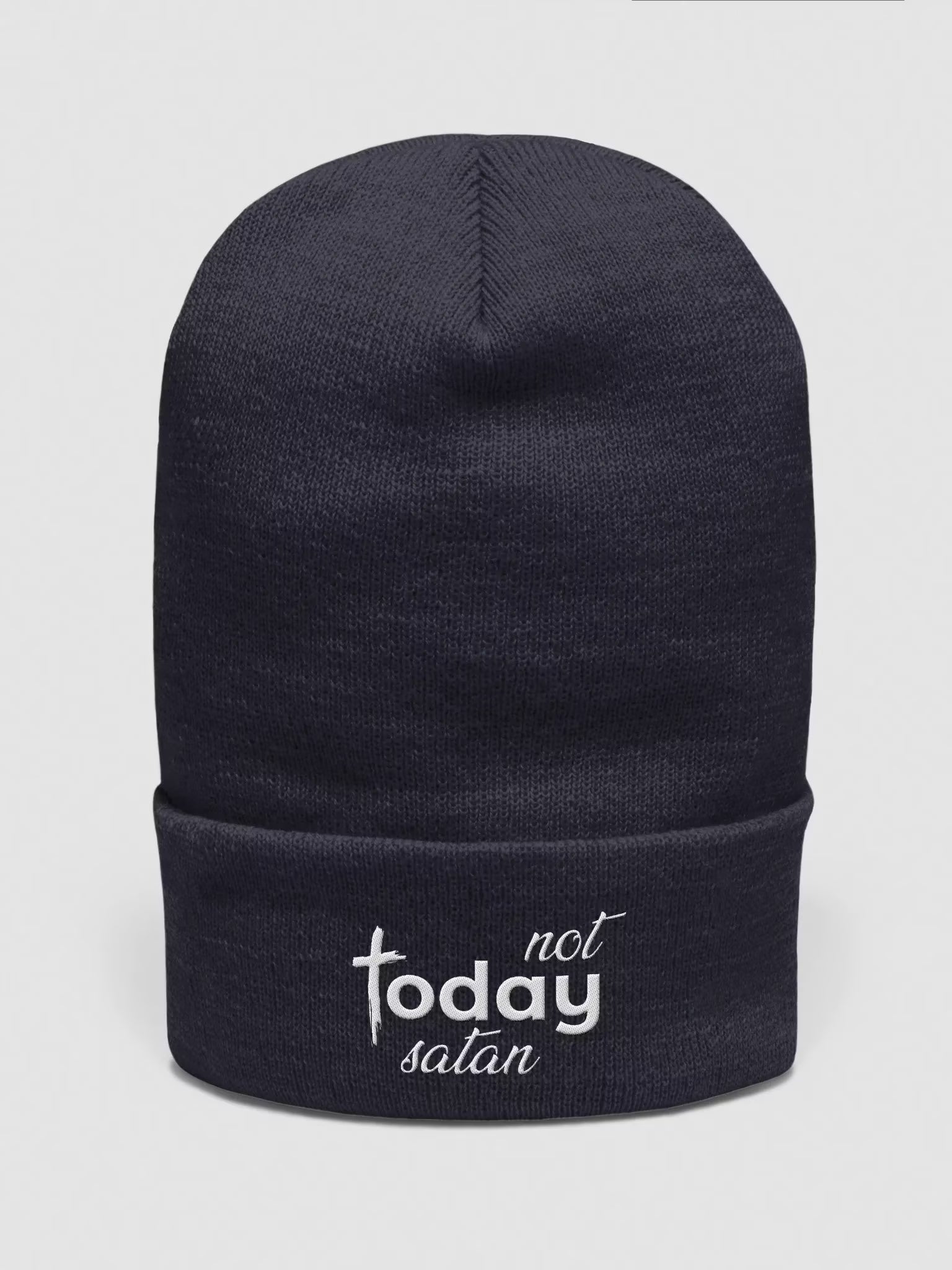 Not Today Satan Embroidered Cuffed Beanie