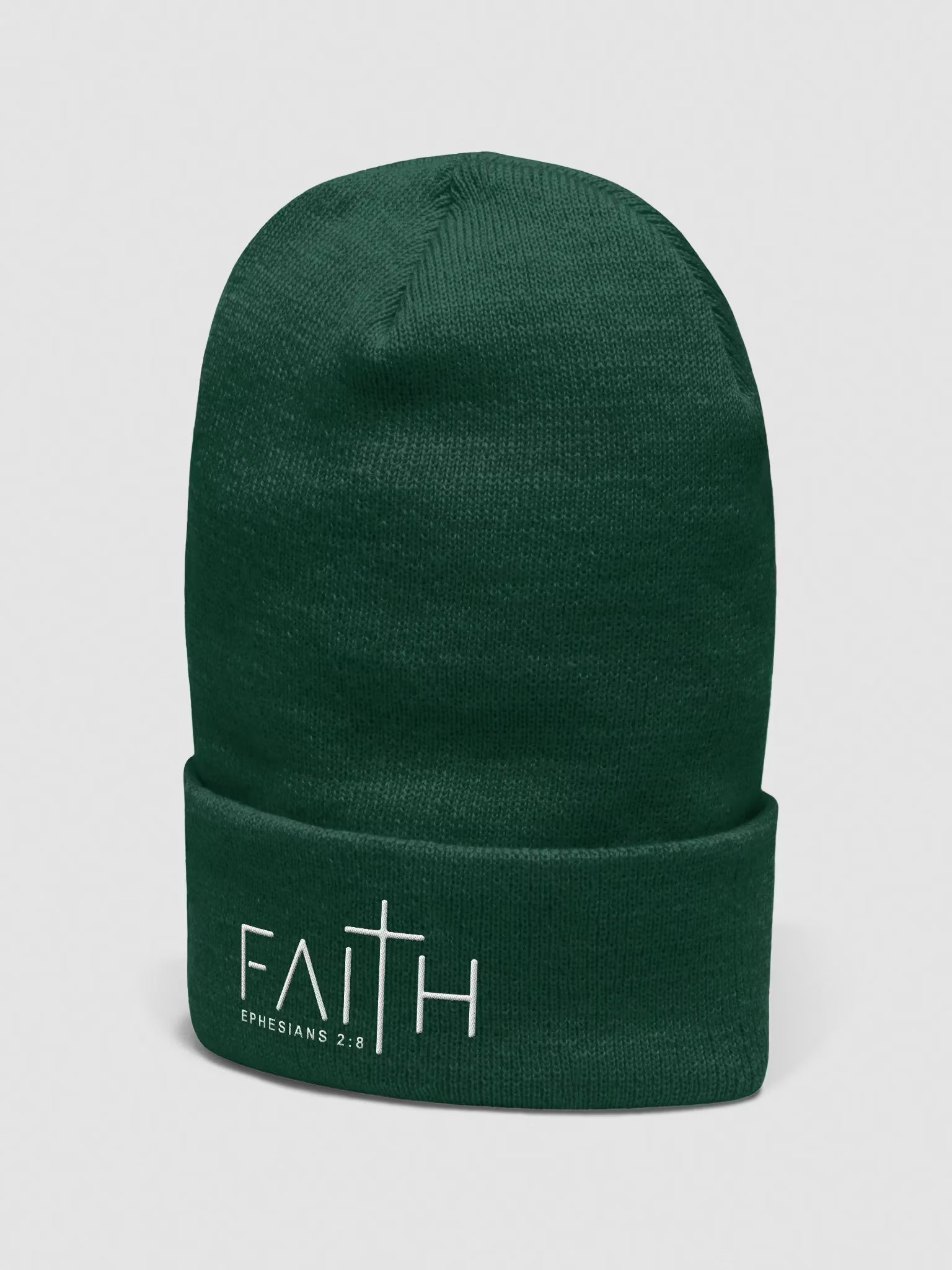 Faith - Ephesians 2 : 8 Embroidered Cuffed Beanie