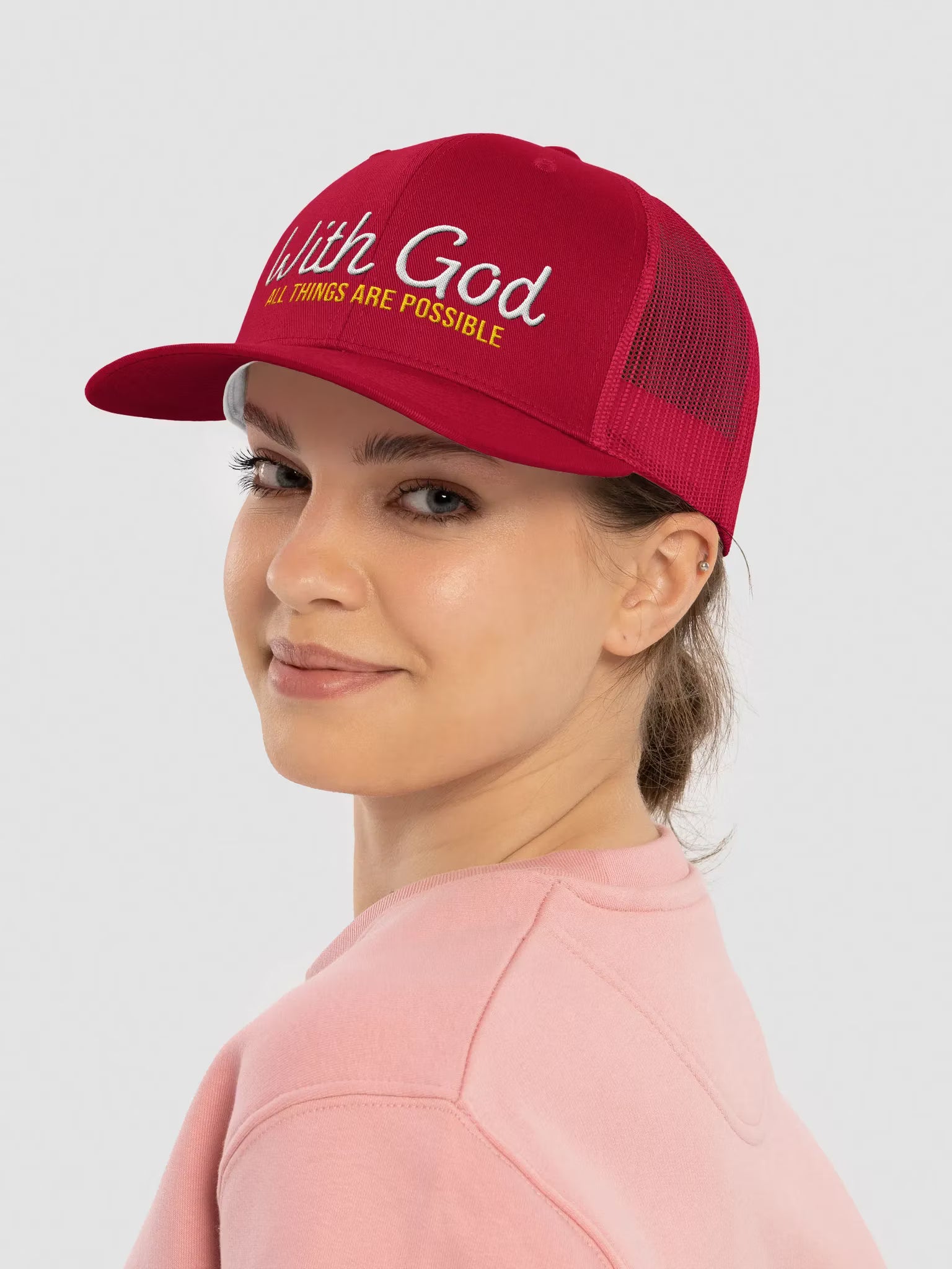 With God All things are possible Embroidered Trucker Hat
