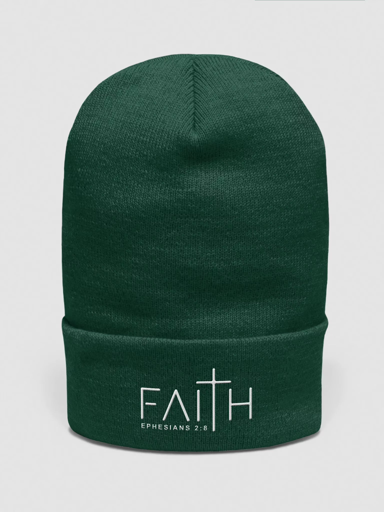 Faith - Ephesians 2 : 8 Embroidered Cuffed Beanie