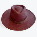 BURGUNDY LARGE BRIM TOQUILLA STRAW HAT