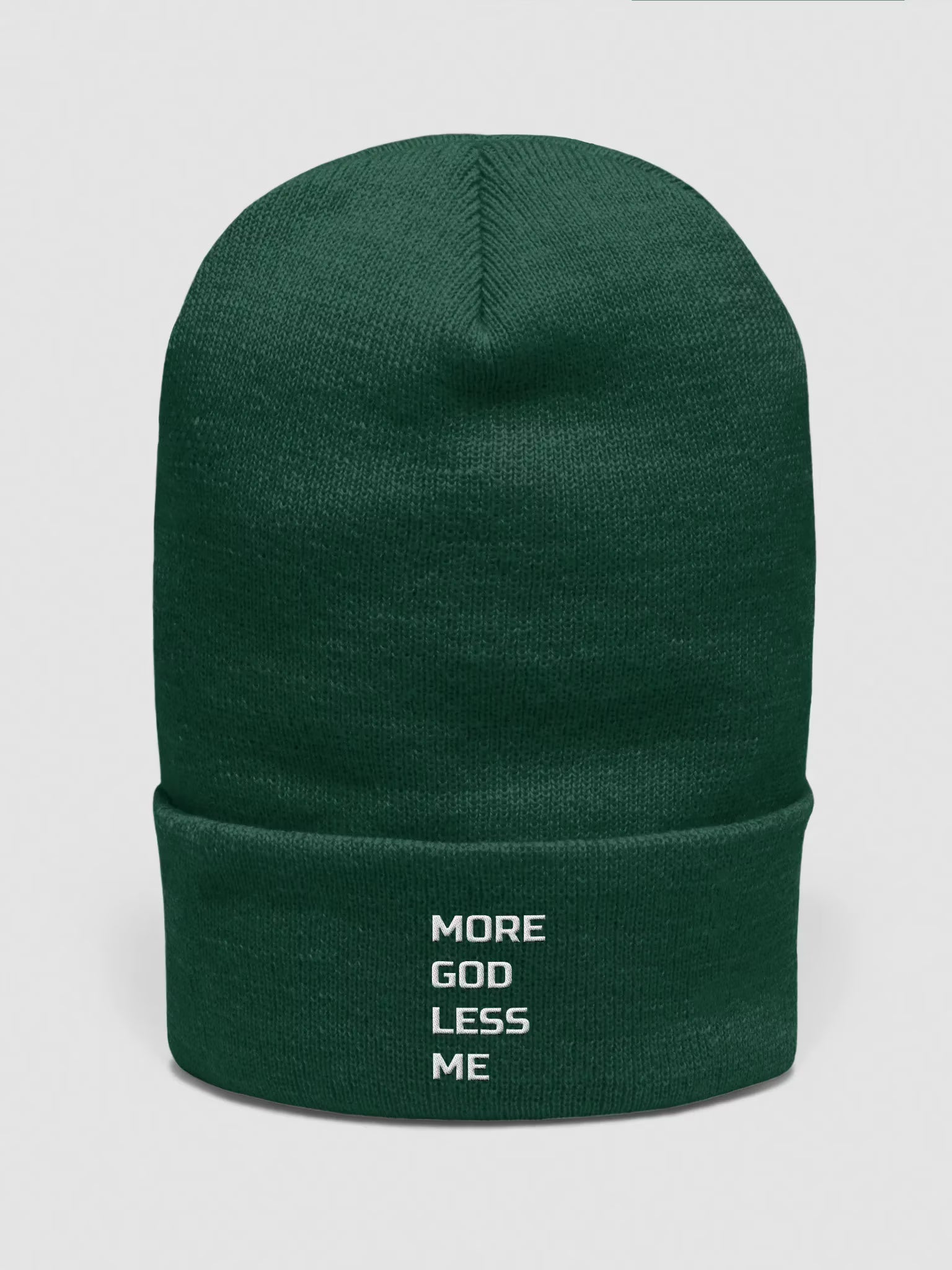 More God Less Me Embroidered Cuffed Beanie