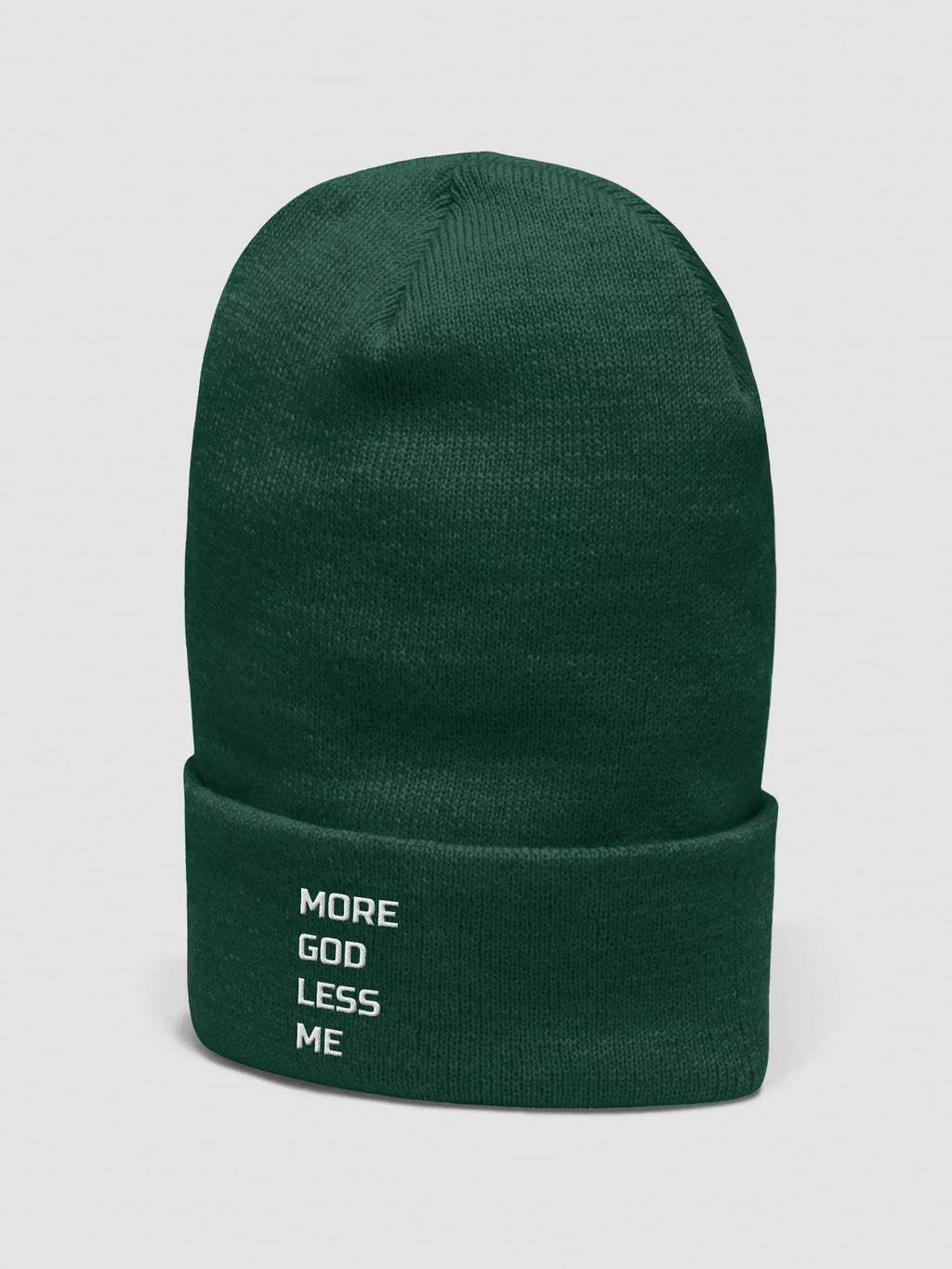 More God Less Me Embroidered Cuffed Beanie