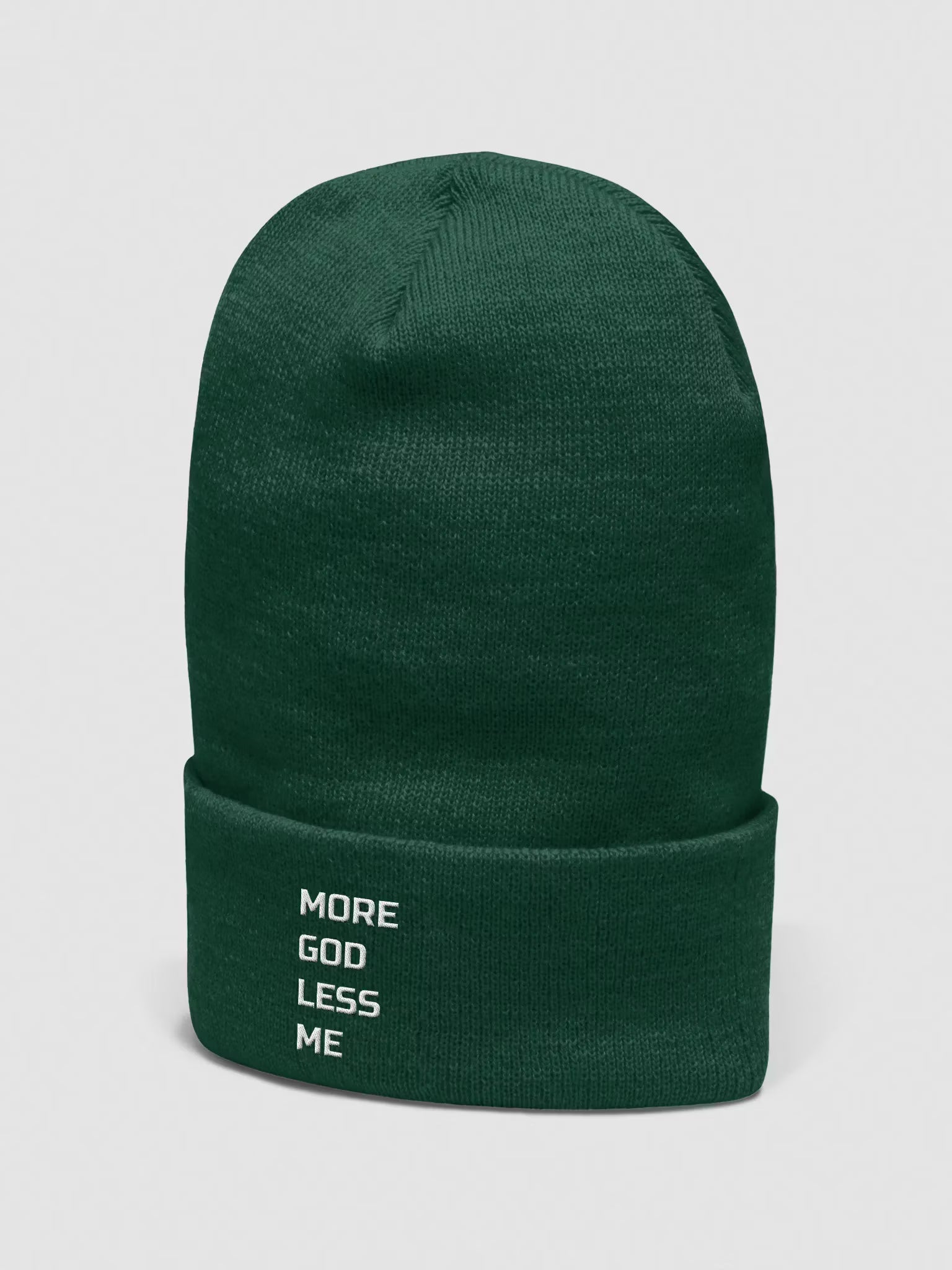 More God Less Me Embroidered Cuffed Beanie