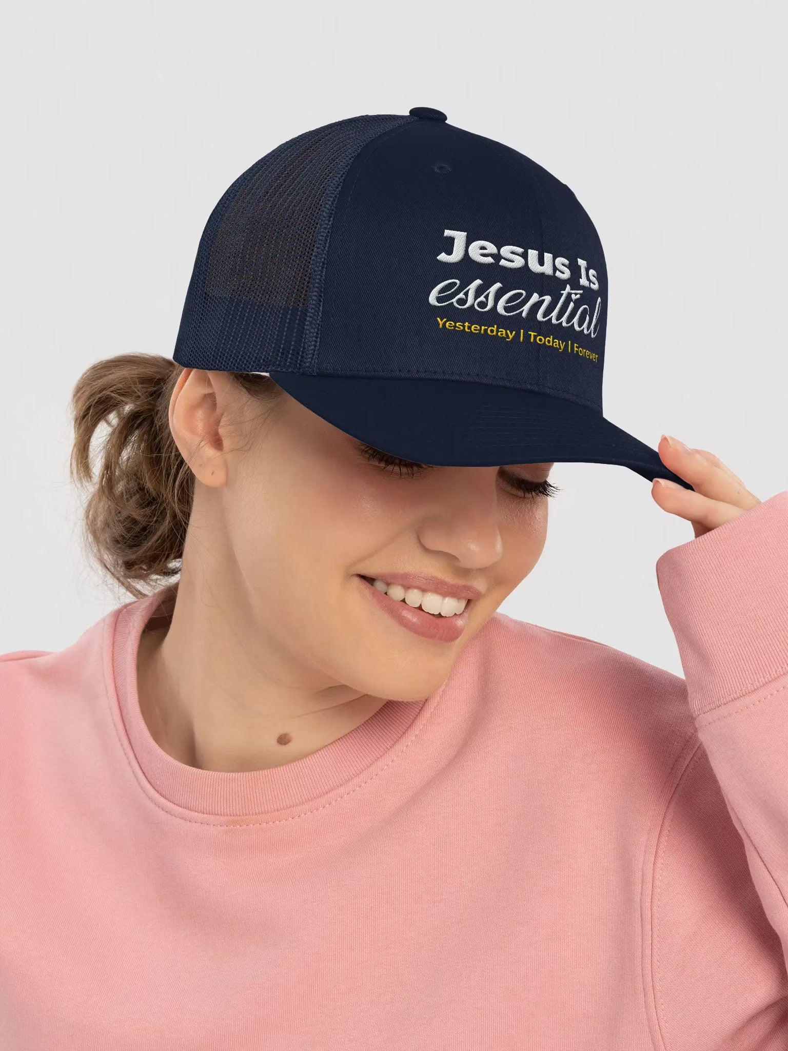Jesus is Essential Embroidered Trucker Hat