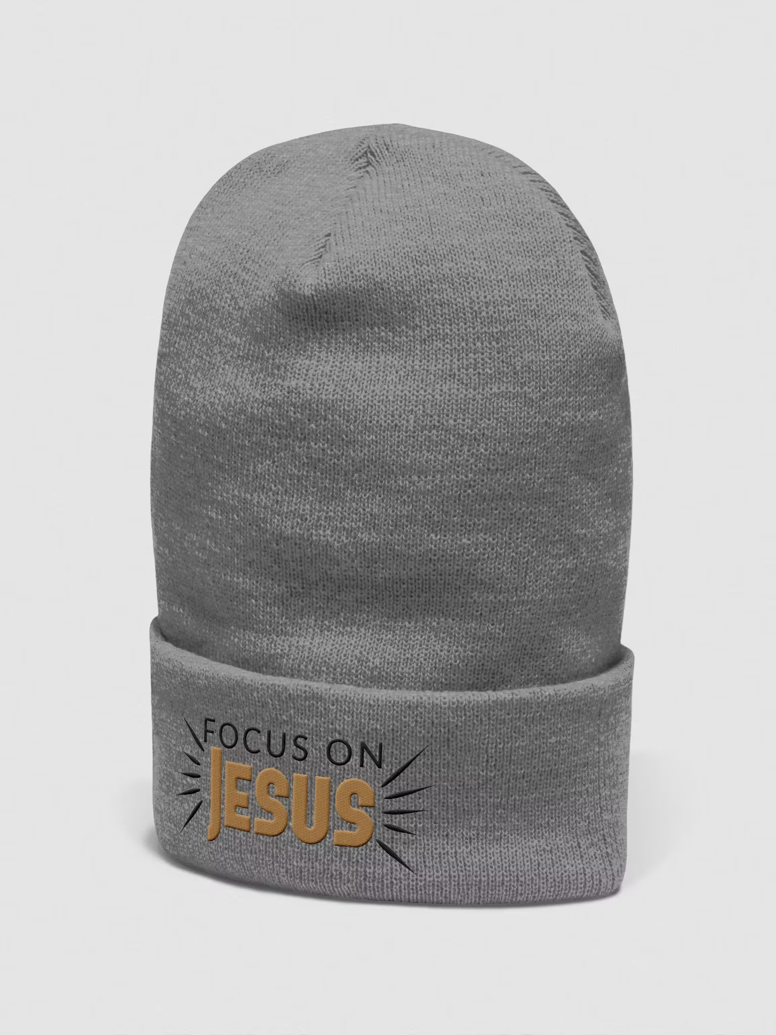 Focus on Jesus Embroidered Cuffed Beanie