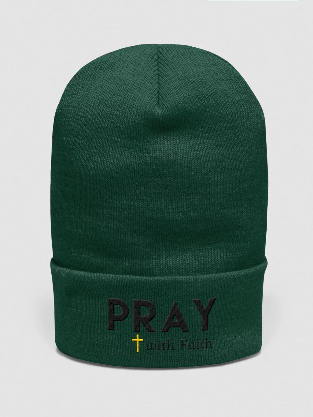 Pray with Faith Plus Cross Cuffed Beanie