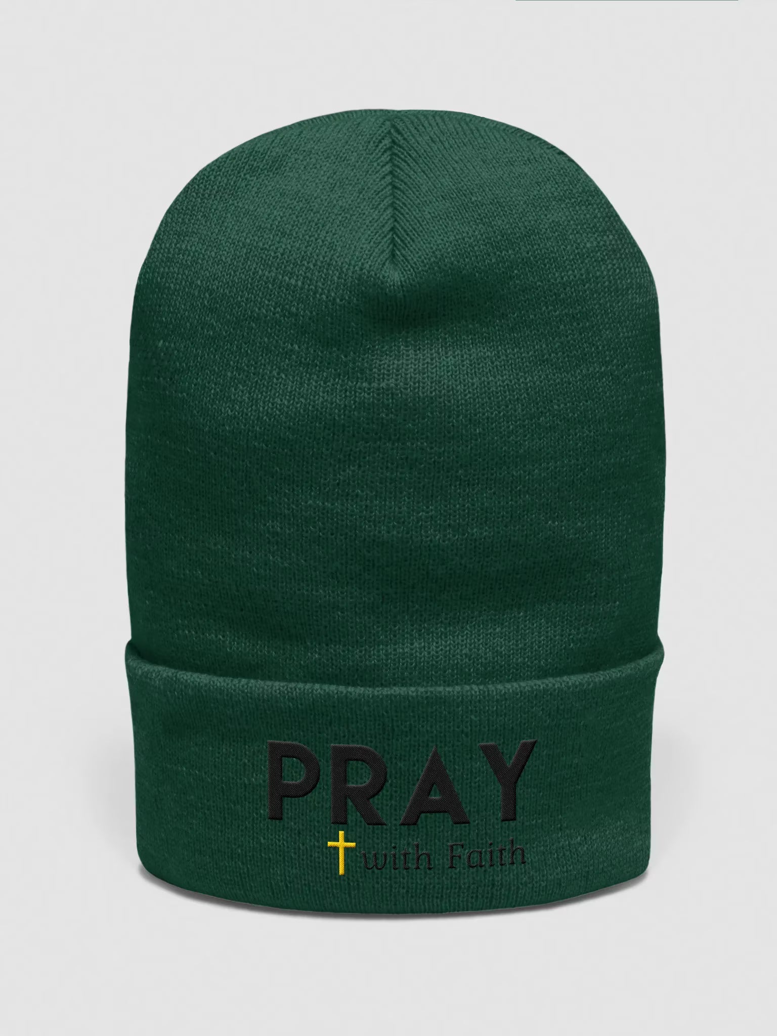 Pray with Faith Embroidered Cuffed Beanie