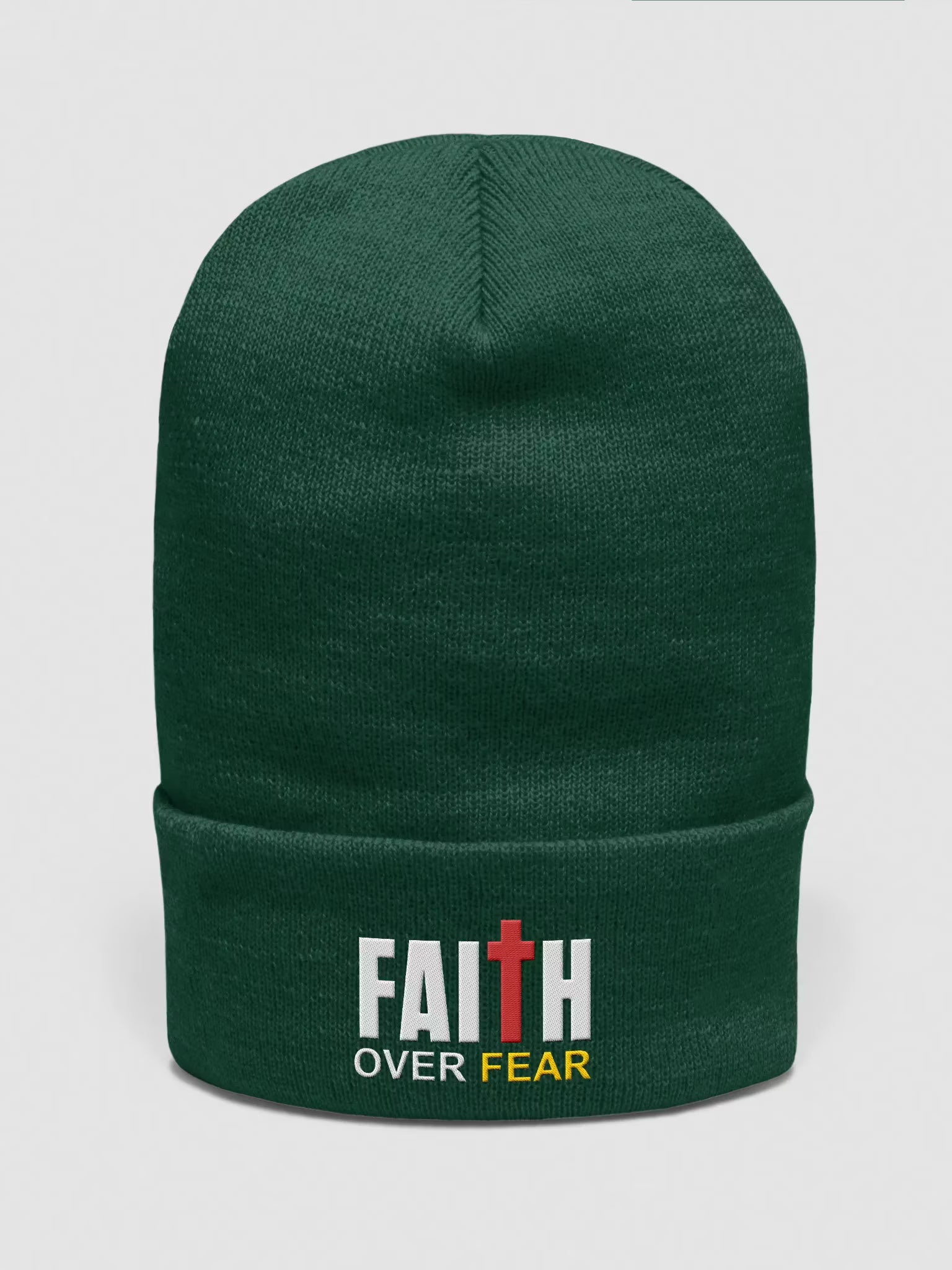 Faith Over Fear Embroidered Cuffed Beanie