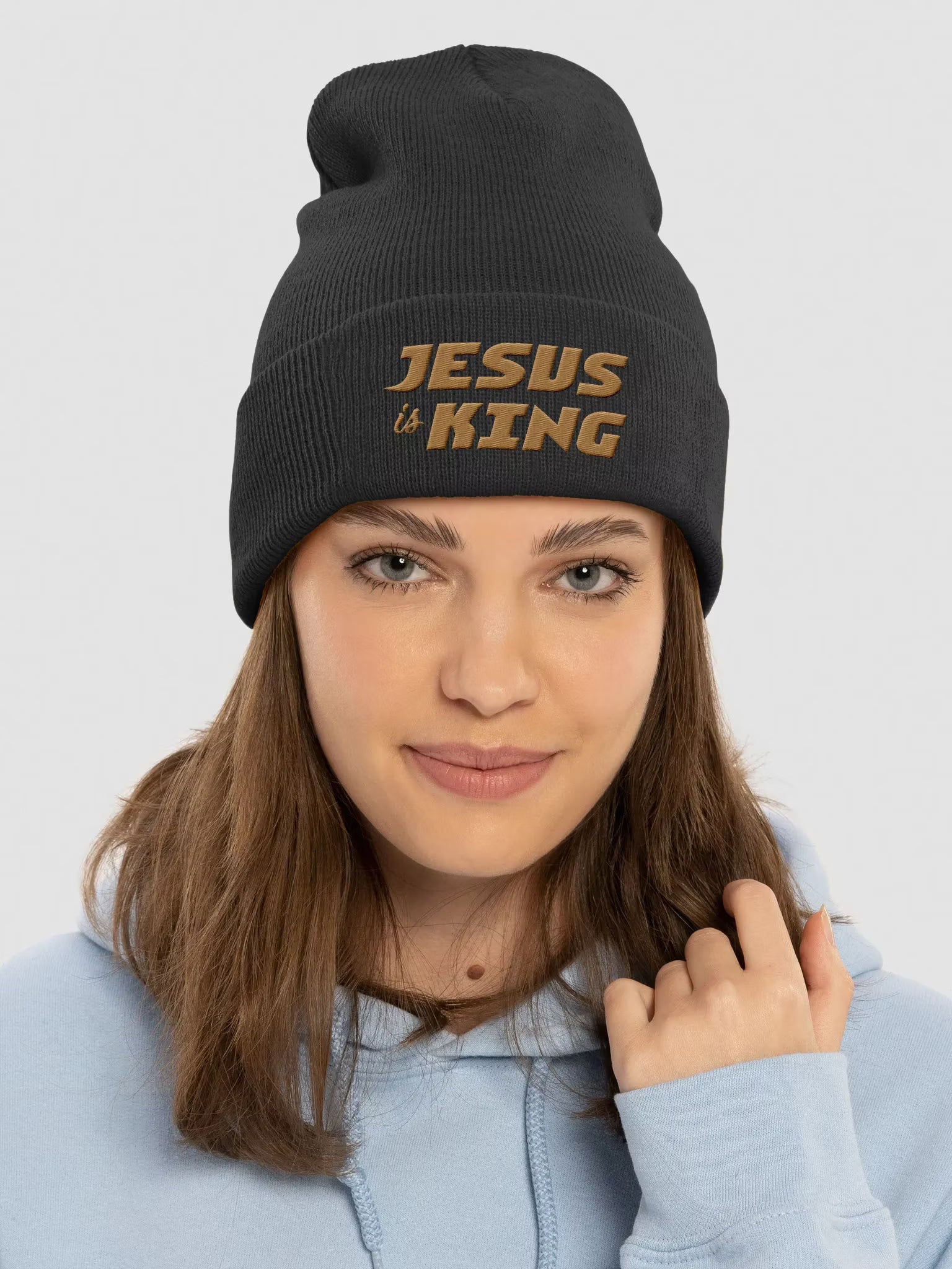 Jesus is King Cuffed Embroidered Beanie