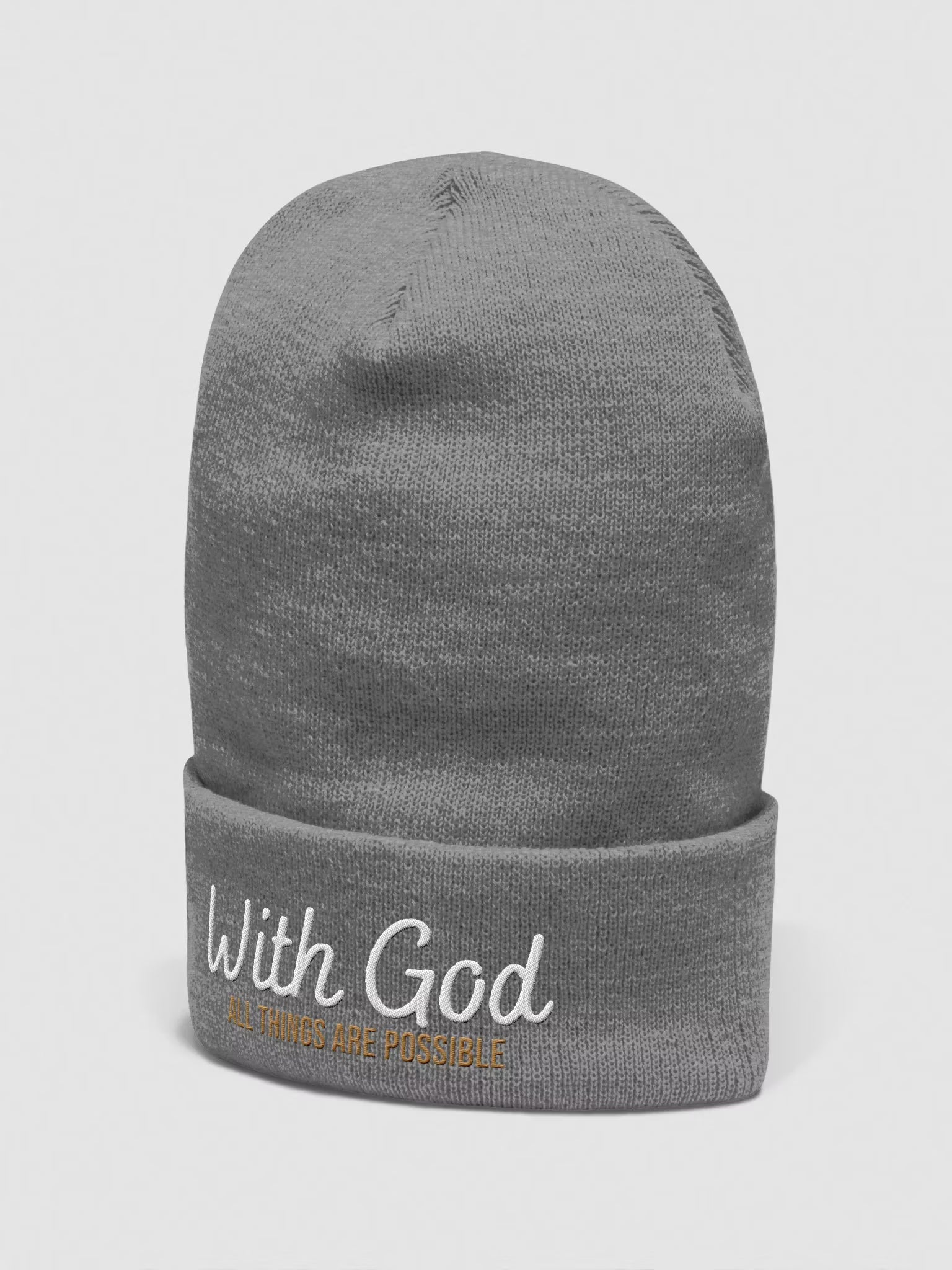 With God All things are possible Embroidered Cuffed Beanie