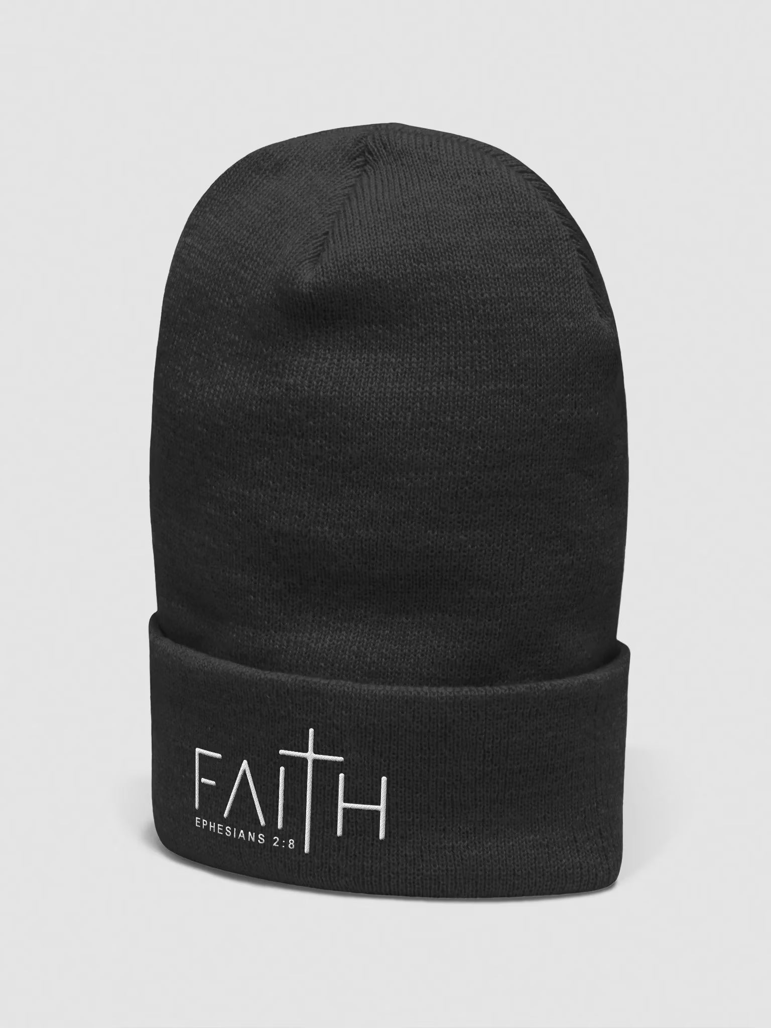 Faith - Ephesians 2 : 8 Embroidered Cuffed Beanie