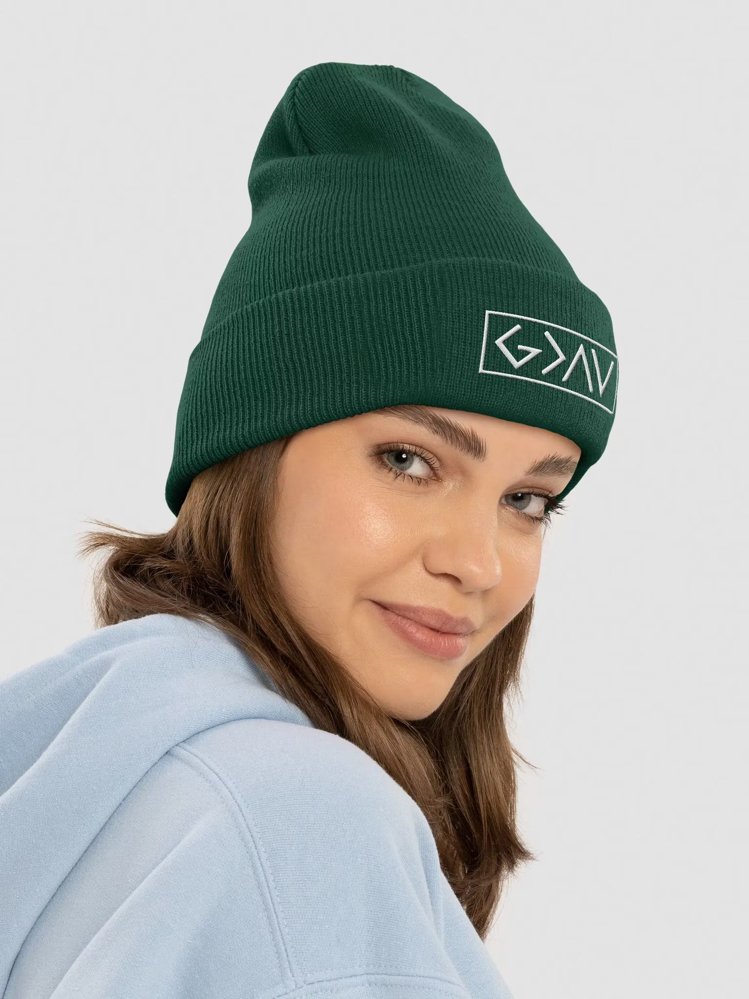 God is Greater than the Highs and Lows Embroidered Cuffed Beanie