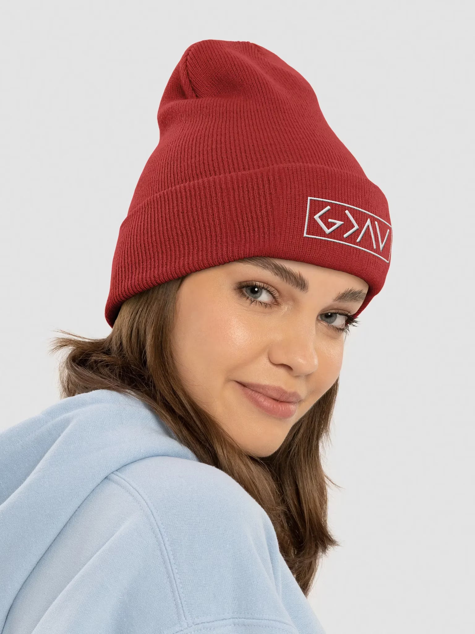 God is Greater than the Highs and Lows Embroidered Cuffed Beanie