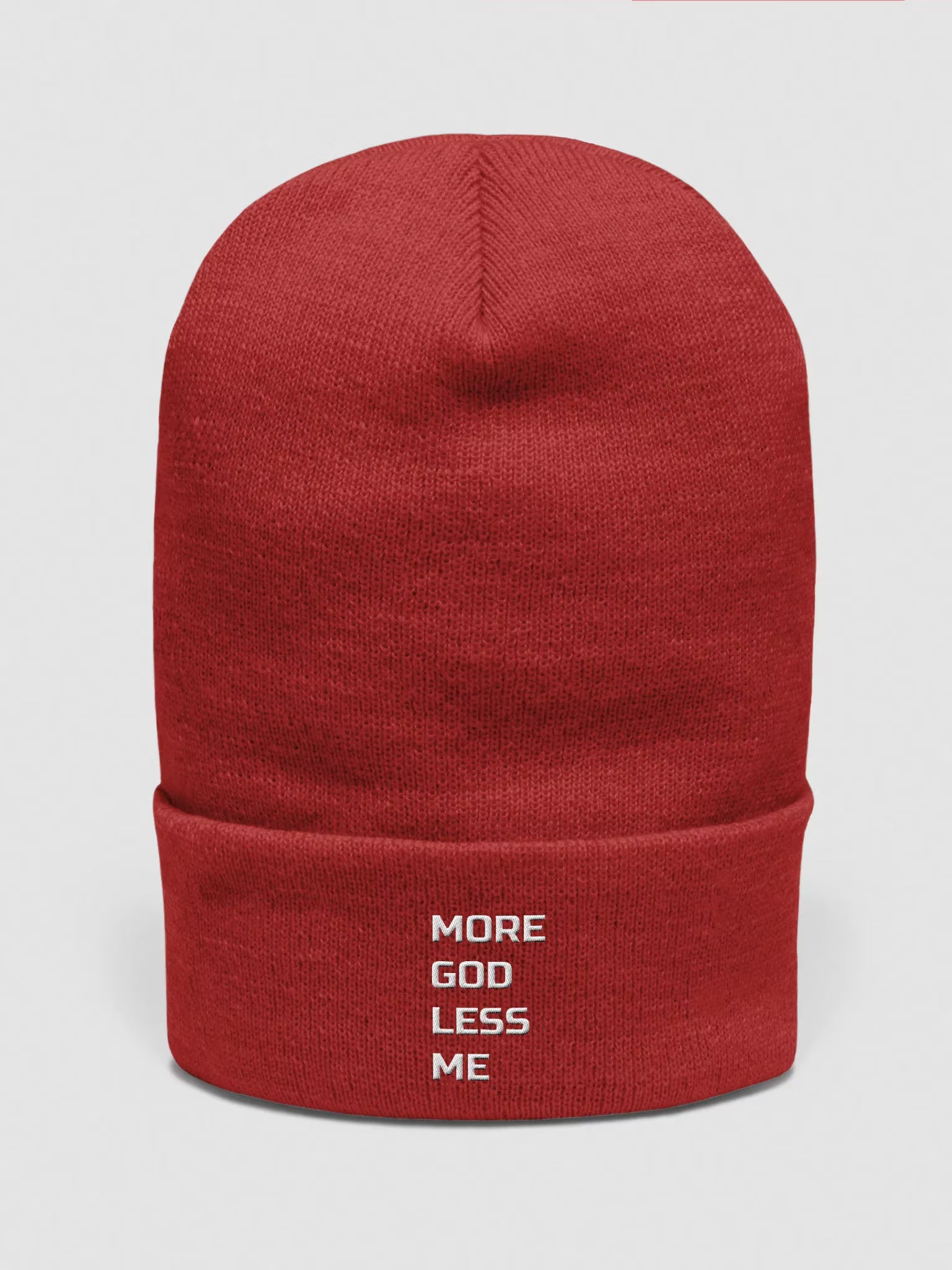 More God Less Me Embroidered Cuffed Beanie
