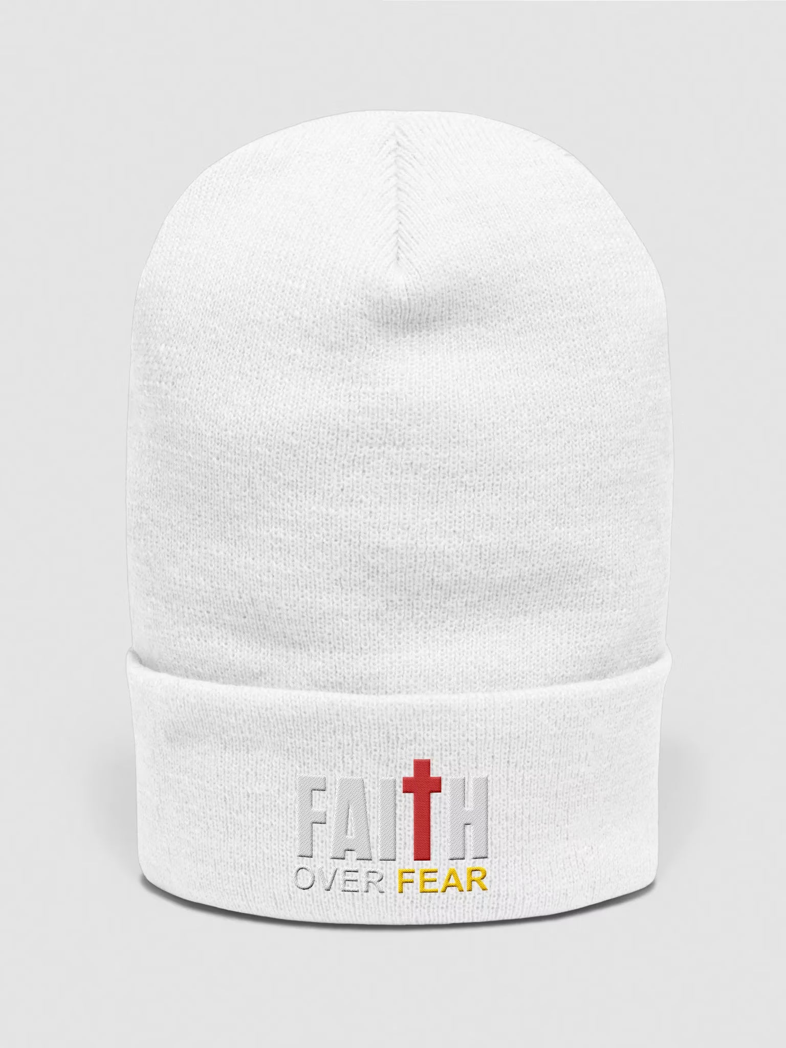 Faith Over Fear Embroidered Cuffed Beanie