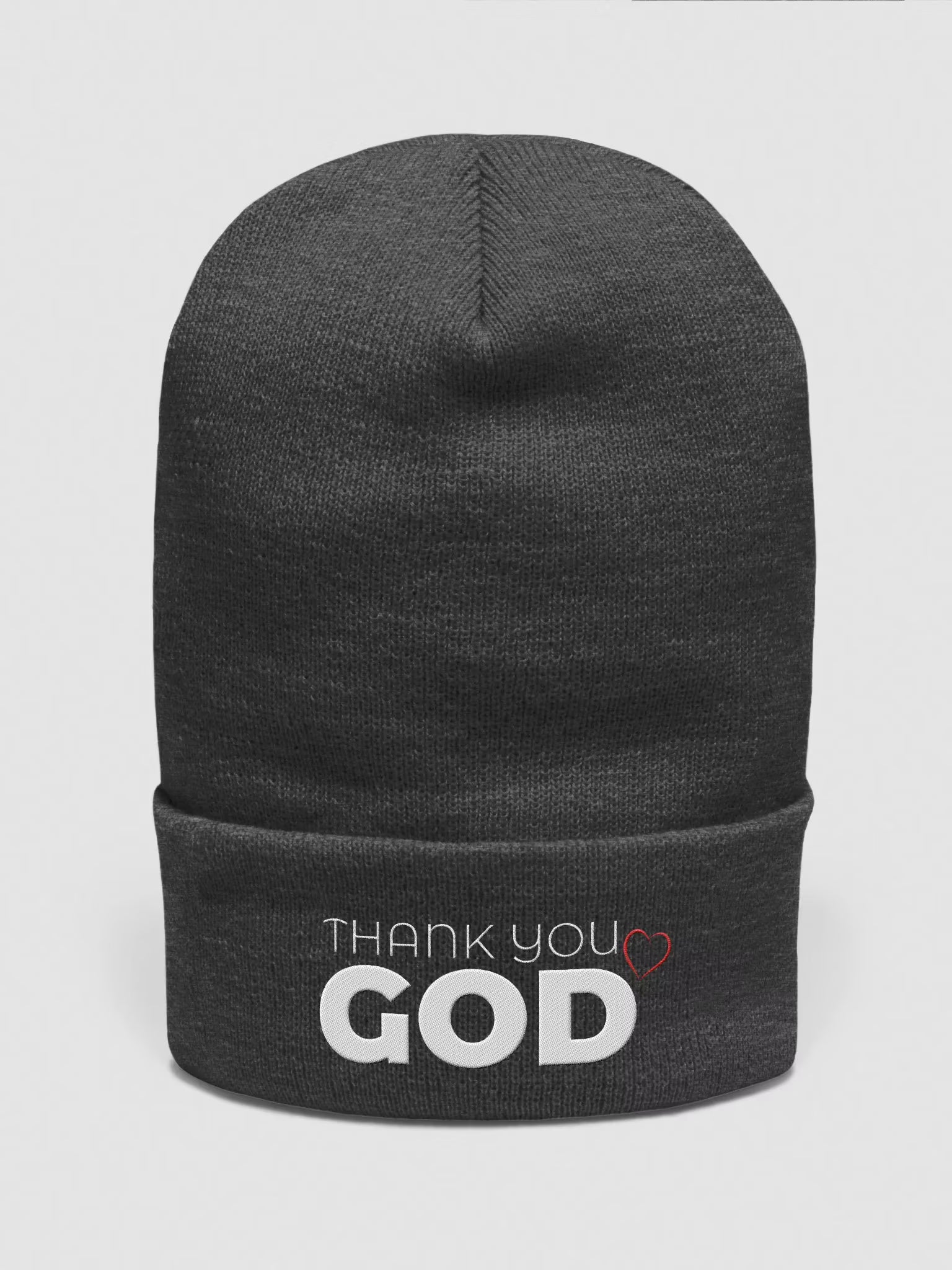 Thank you God Embroidered Cuffed Beanie