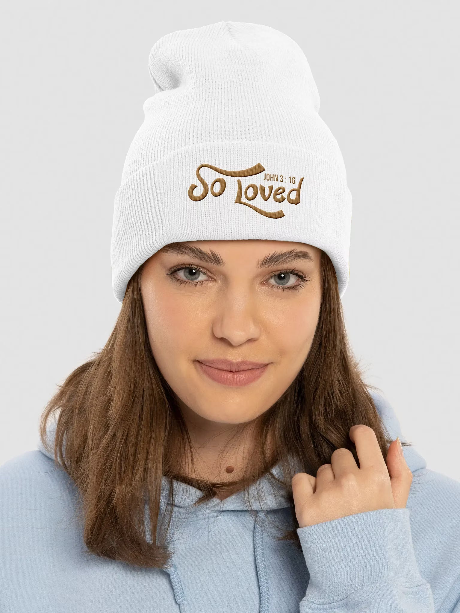 So Loved John 3 : 16 Embroidered Cuffed Beanie