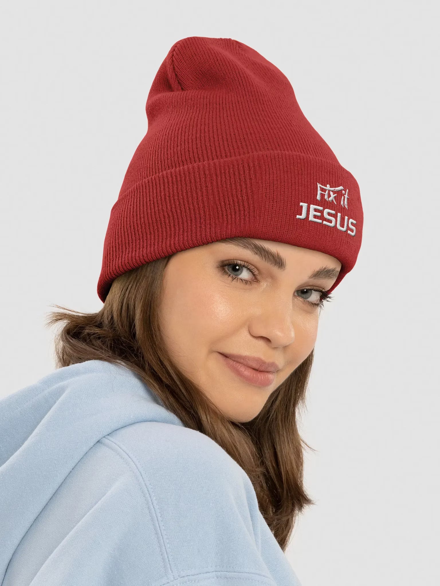 Fix it Jesus Embroidered Cuffed Beanie