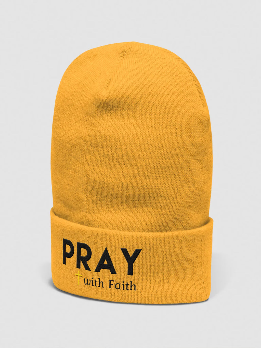 Pray with Faith Plus Cross Cuffed Beanie
