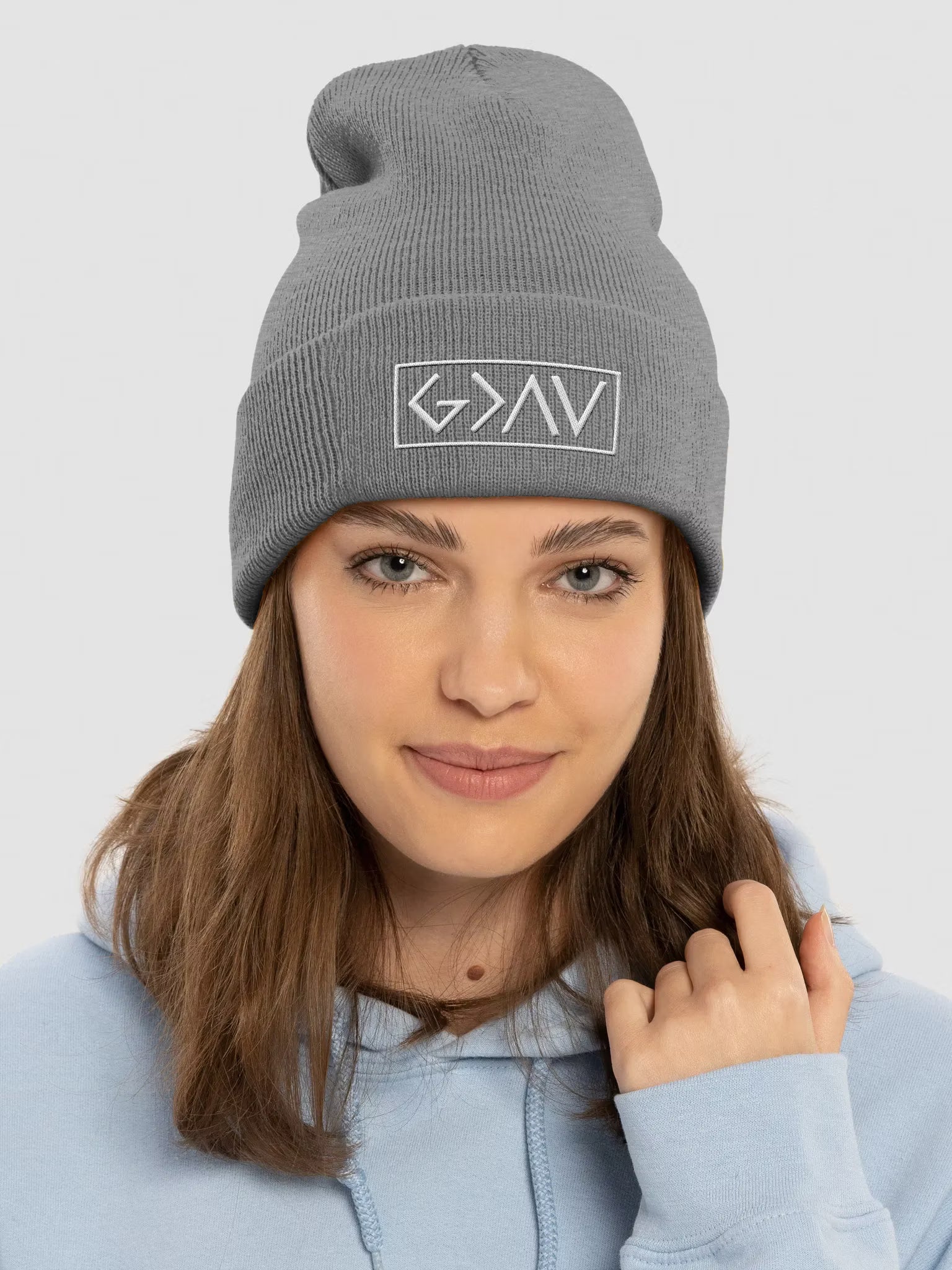 God is Greater than the Highs and Lows Embroidered Cuffed Beanie