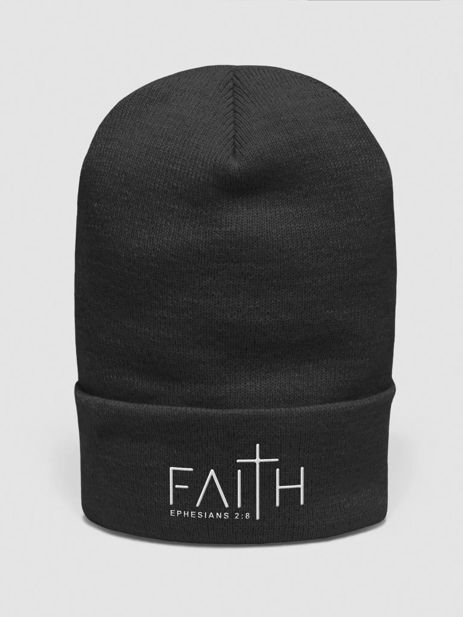 Faith - Ephesians 2 : 8 Embroidered Cuffed Beanie