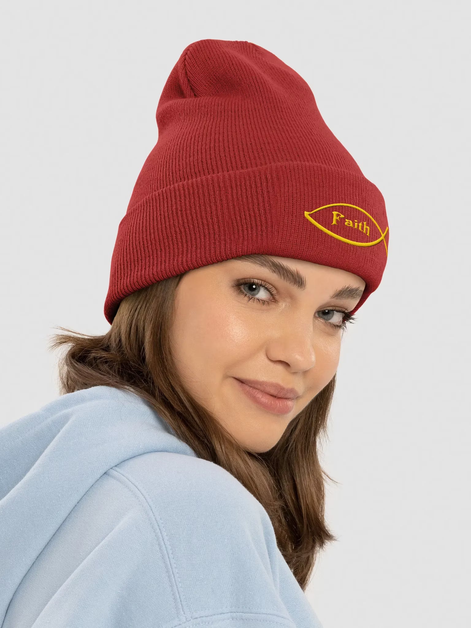 Faith Embroidered Cuffed Beanie