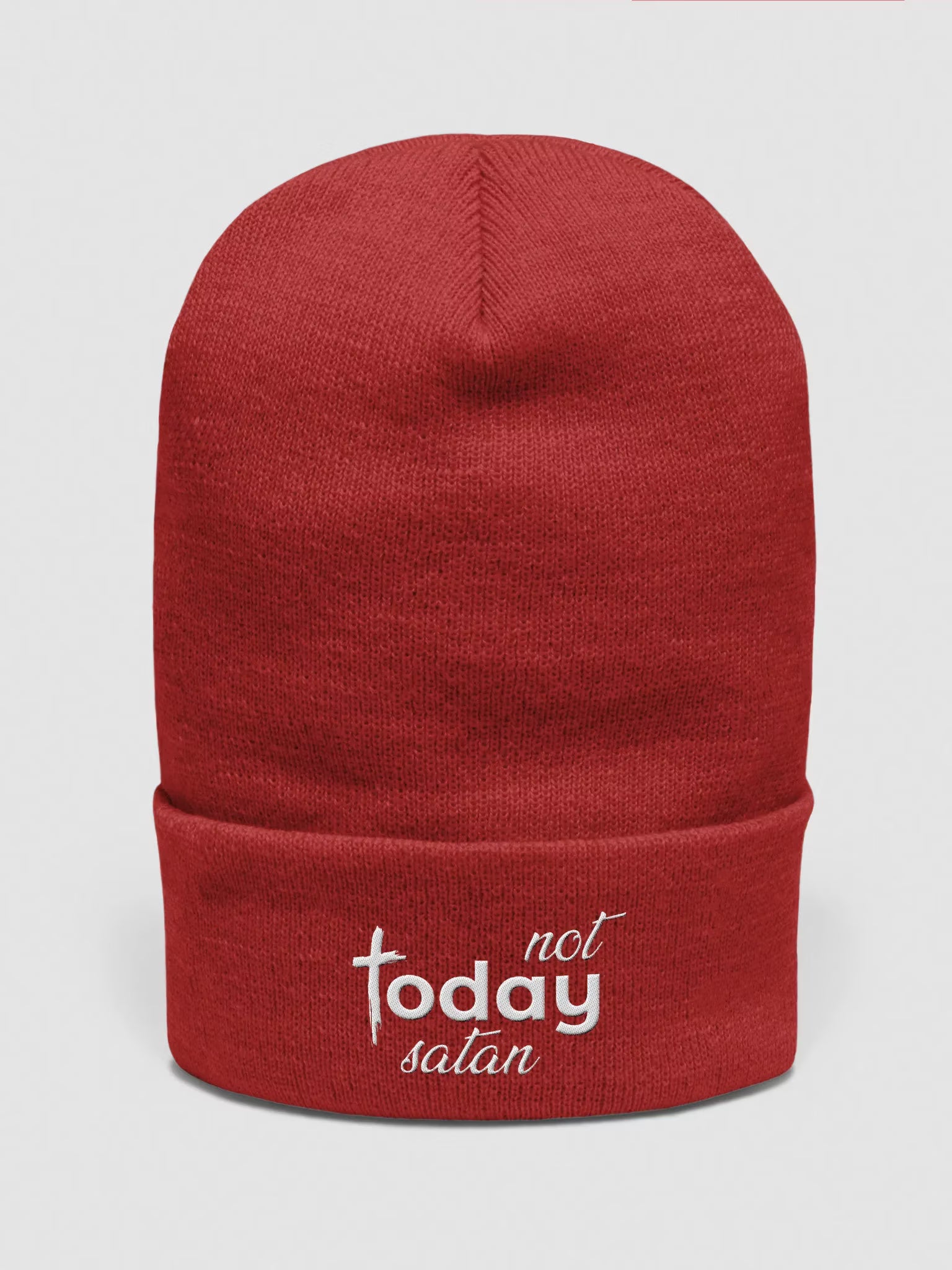 Not Today Satan Embroidered Cuffed Beanie