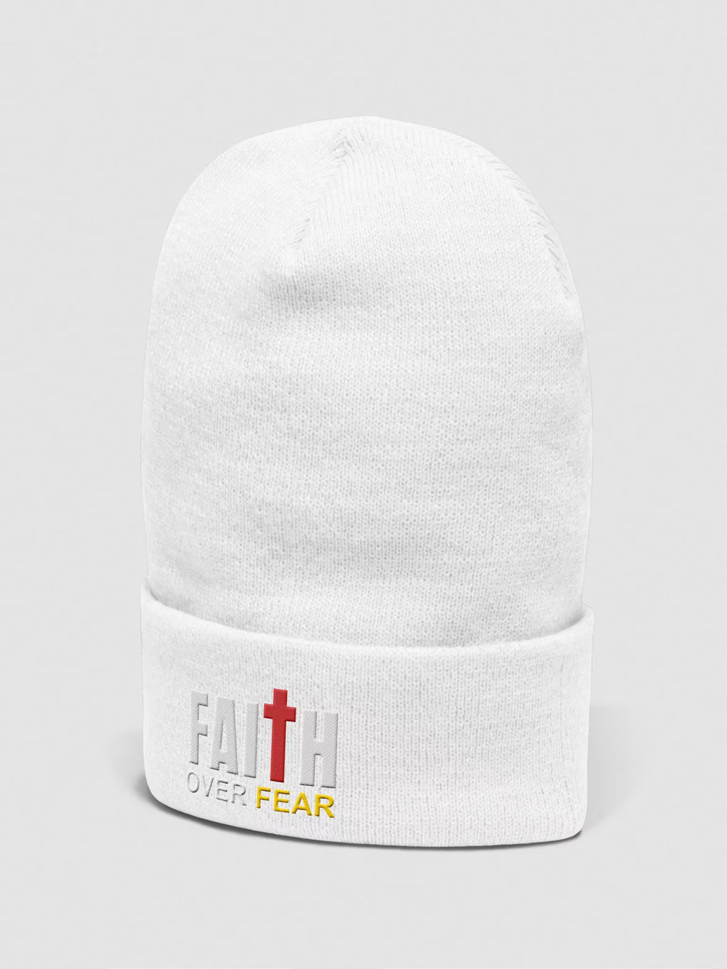Faith Over Fear Embroidered Cuffed Beanie