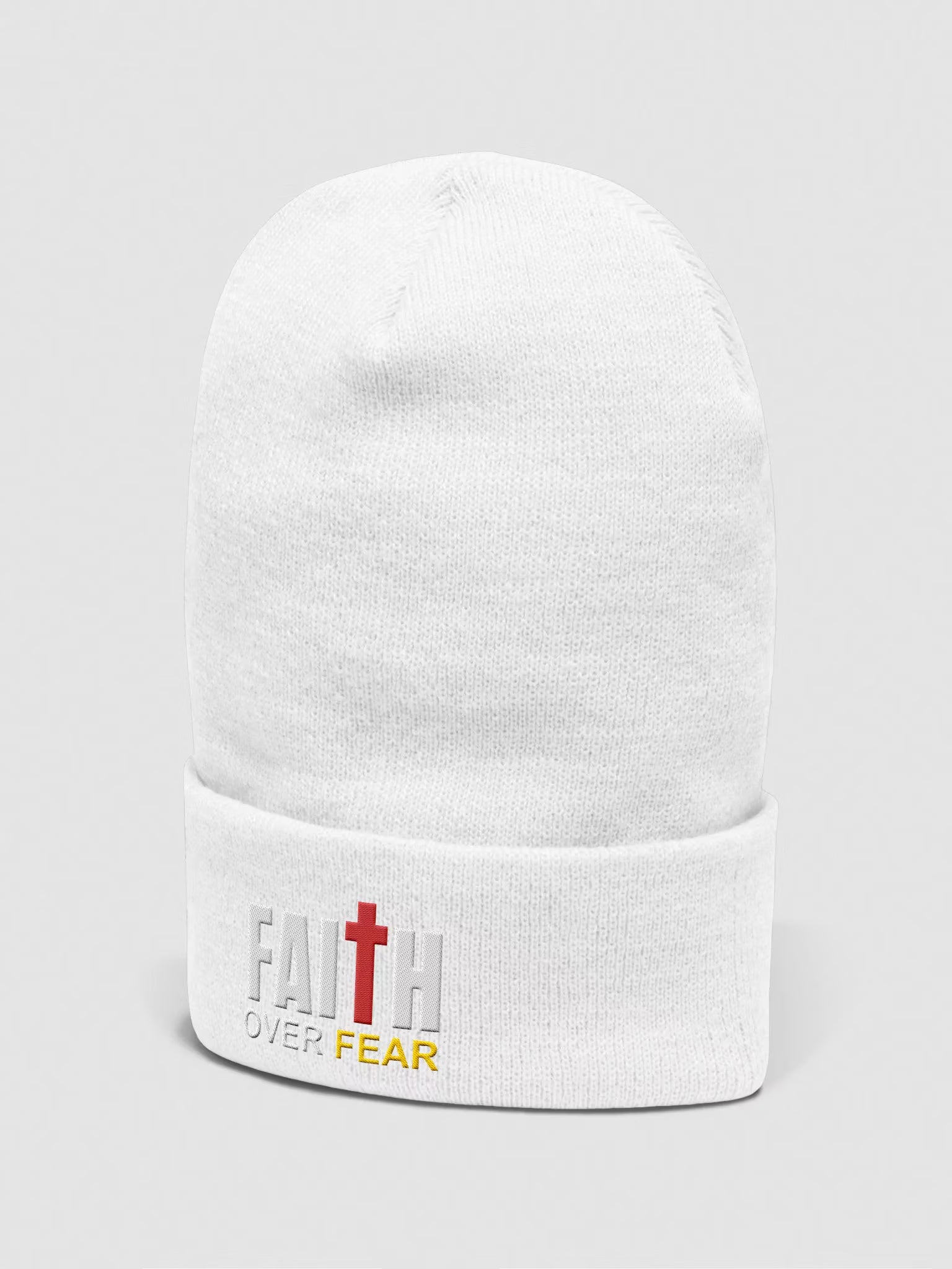 Faith Over Fear Embroidered Cuffed Beanie