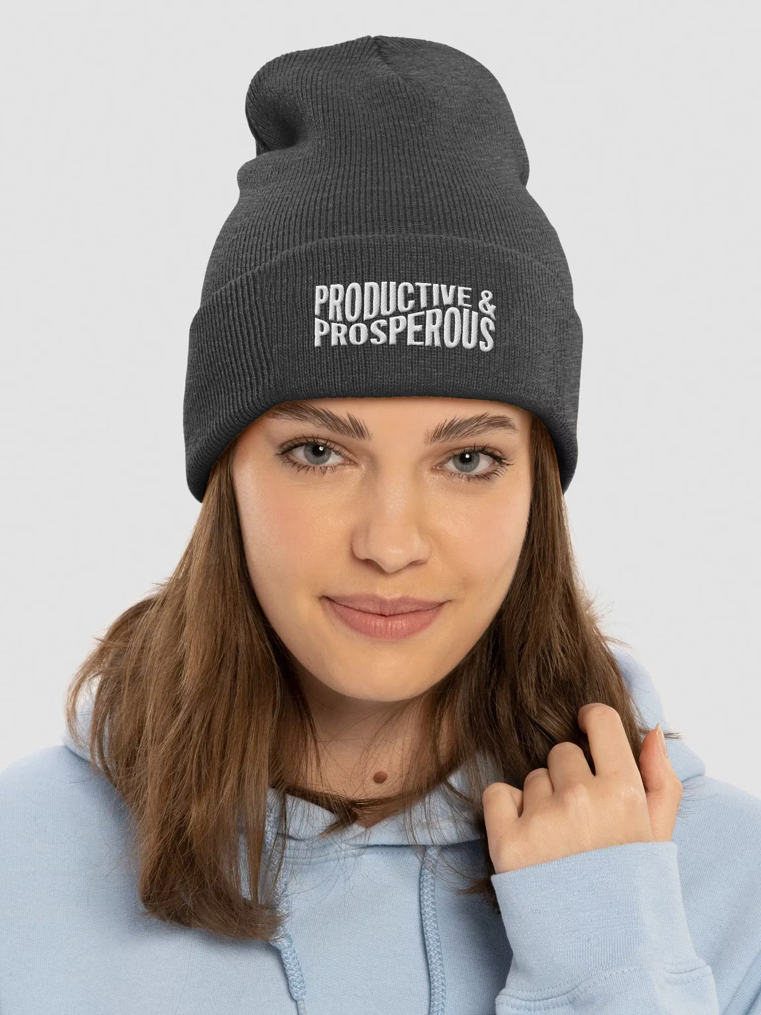 Productive & Prosperous Embroidered Cuffed Beanie
