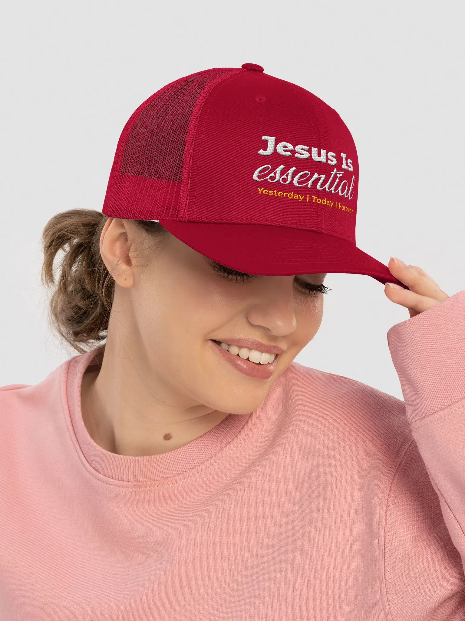 Jesus is Essential Embroidered Trucker Hat