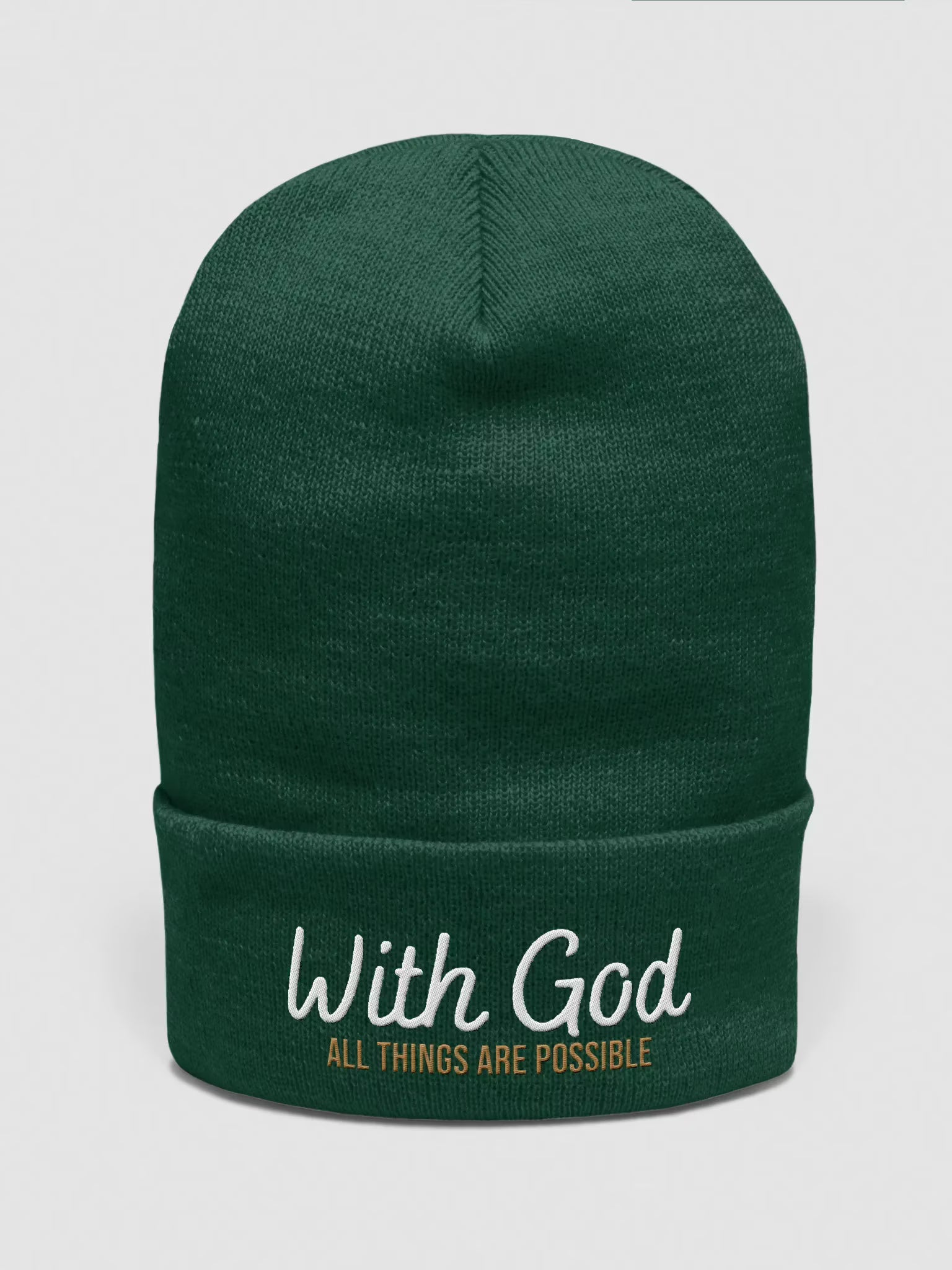 With God All things are possible Embroidered Cuffed Beanie