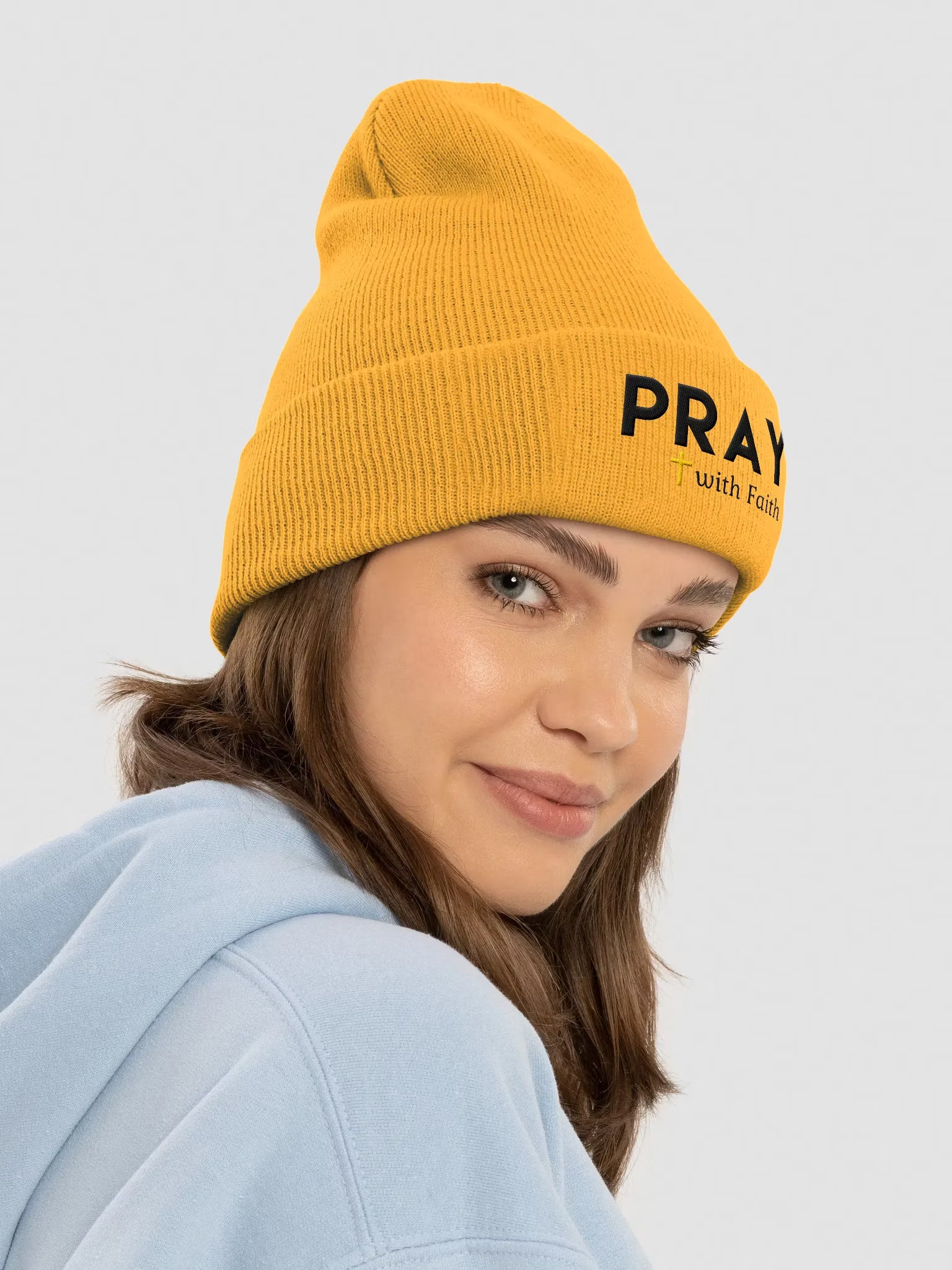 Pray with Faith Embroidered Cuffed Beanie
