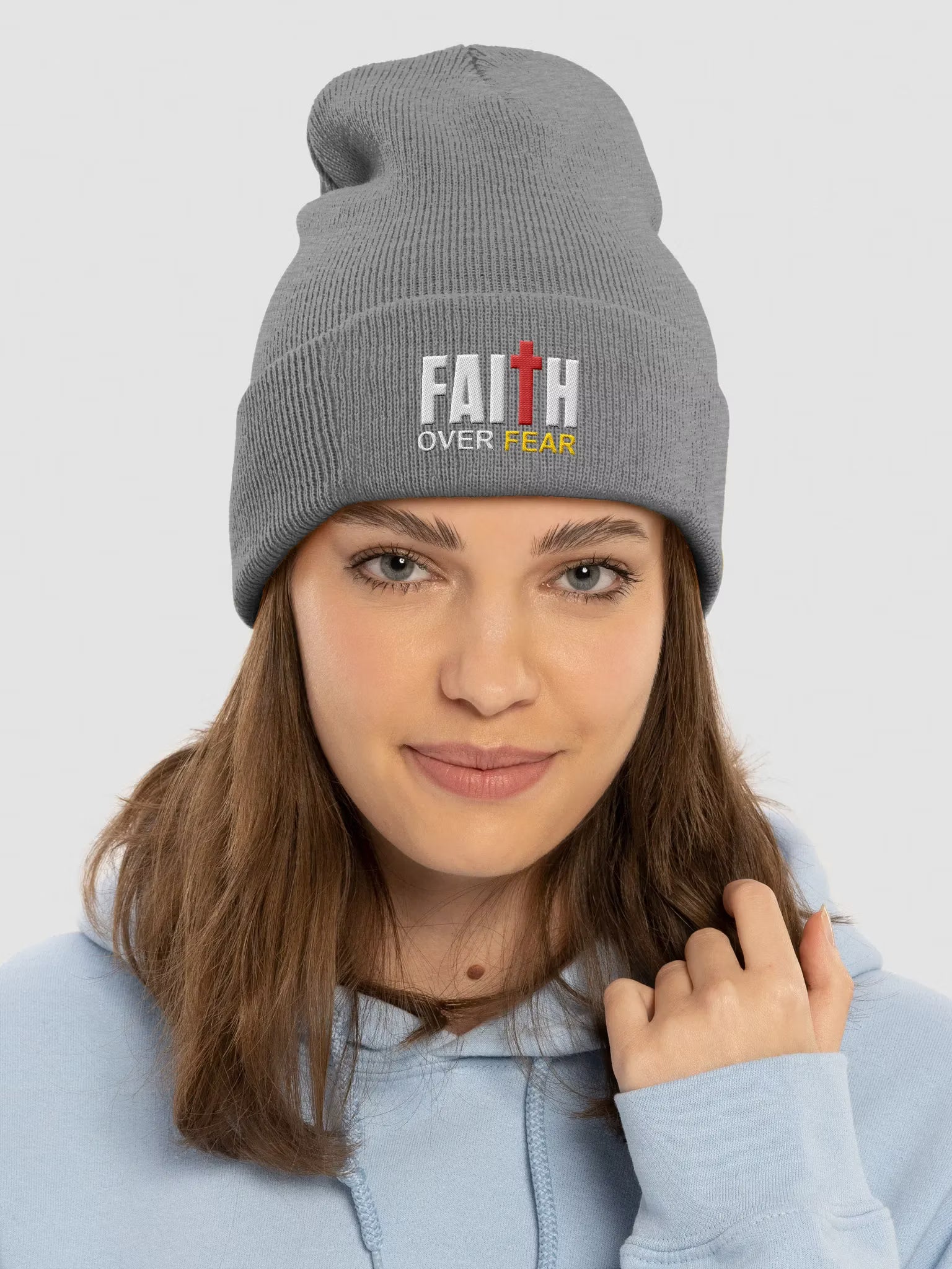 Faith Over Fear Embroidered Cuffed Beanie