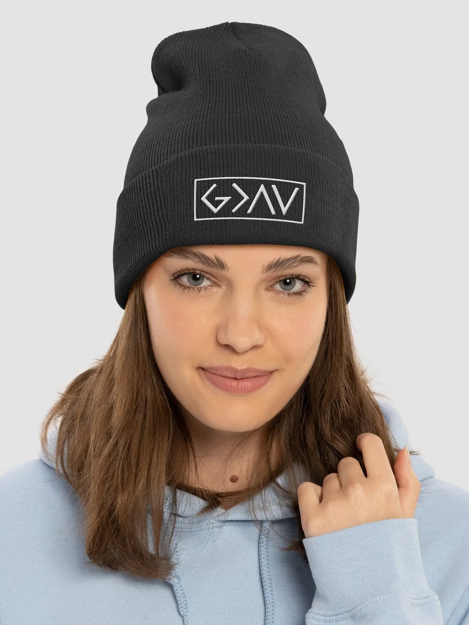 God is Greater than the Highs and Lows Embroidered Cuffed Beanie