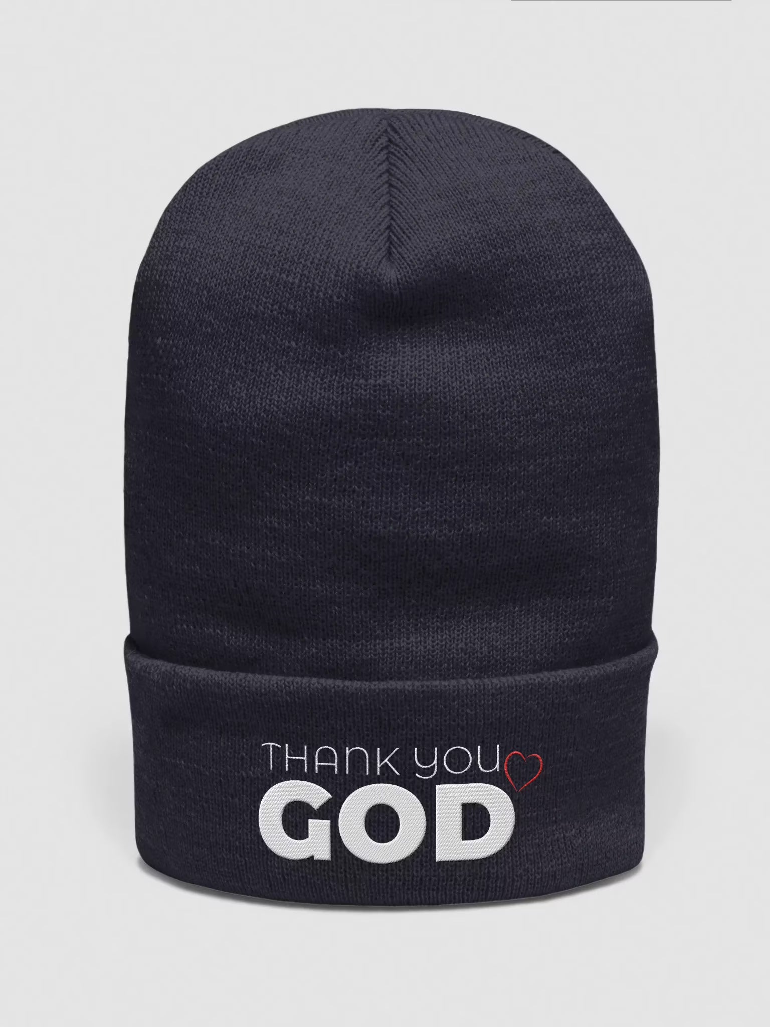 Thank you God Embroidered Cuffed Beanie