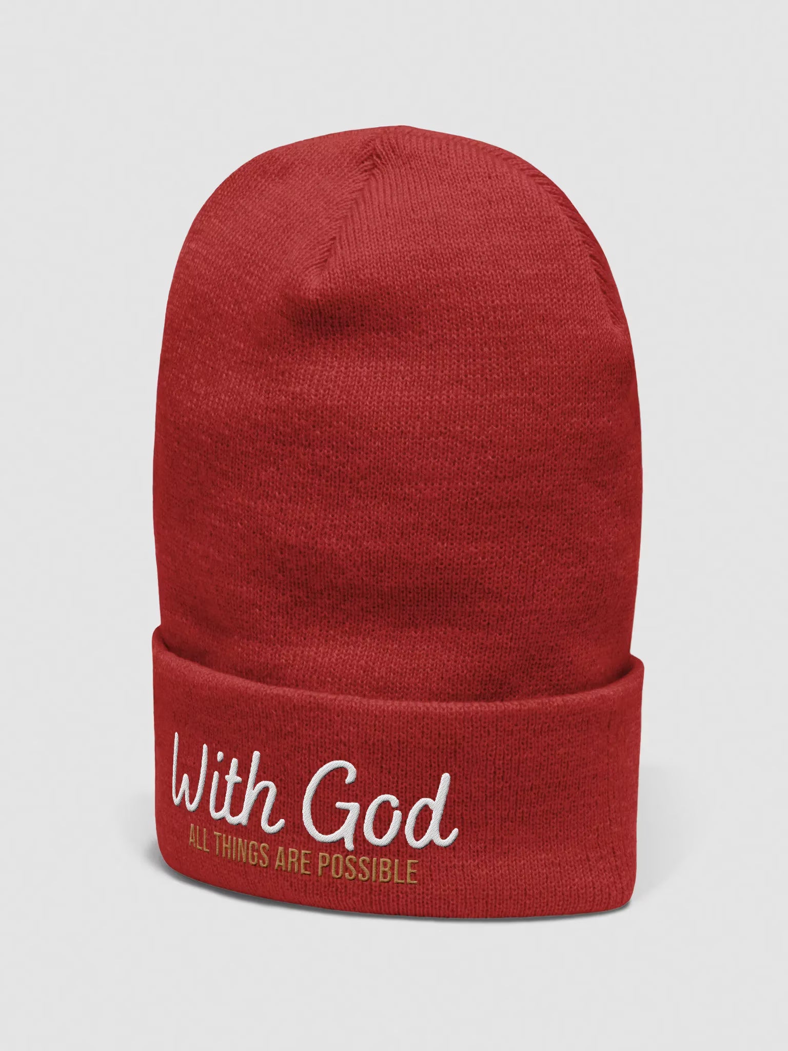 With God All things are possible Embroidered Cuffed Beanie