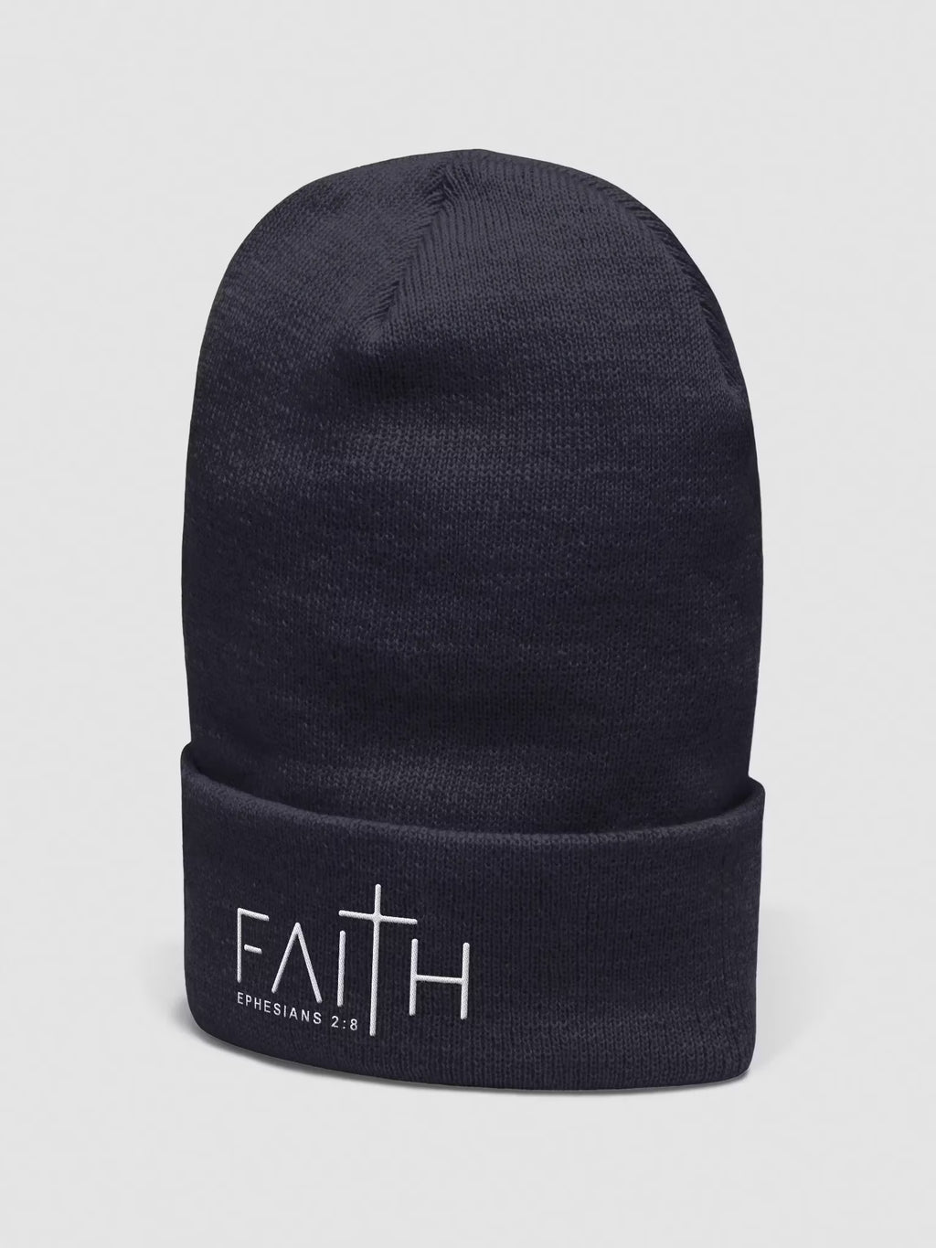 Faith - Ephesians 2 : 8 Embroidered Cuffed Beanie