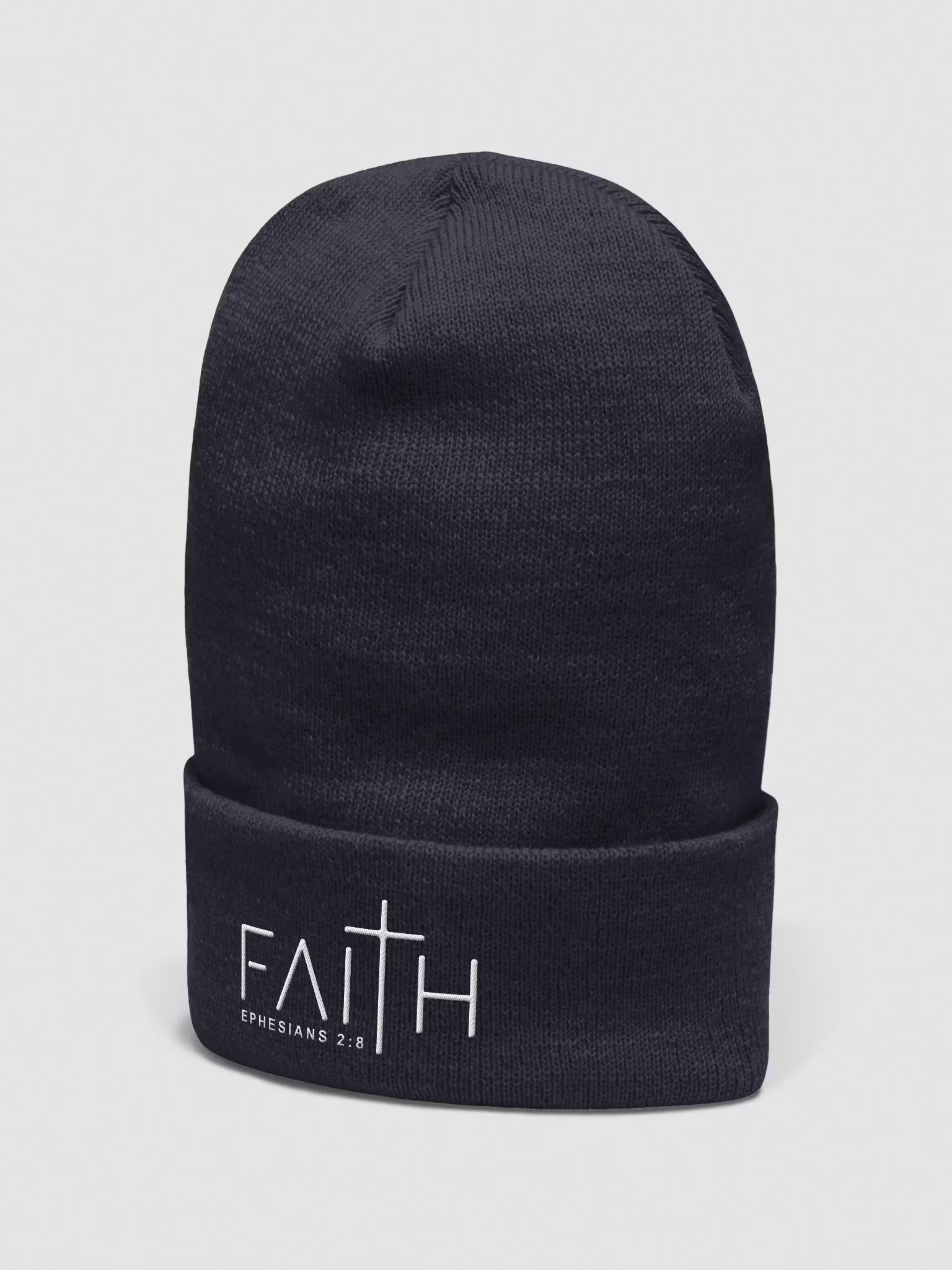 Faith - Ephesians 2 : 8 Embroidered Cuffed Beanie