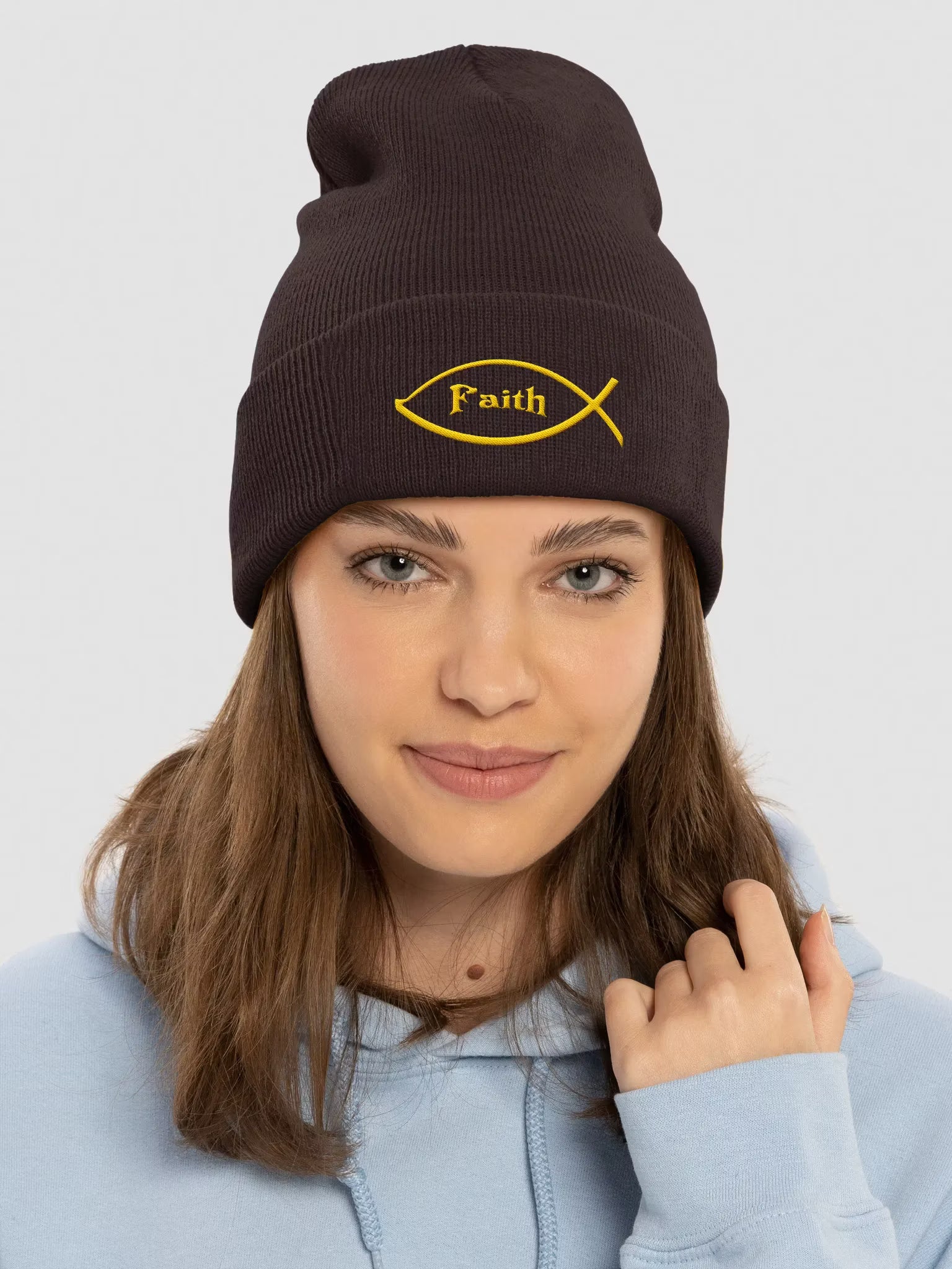Faith Embroidered Cuffed Beanie