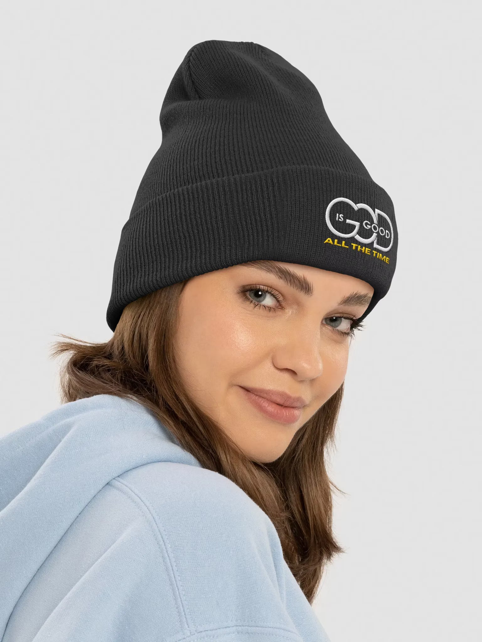 God is Good All the time Embroidered Cuffed Beanie